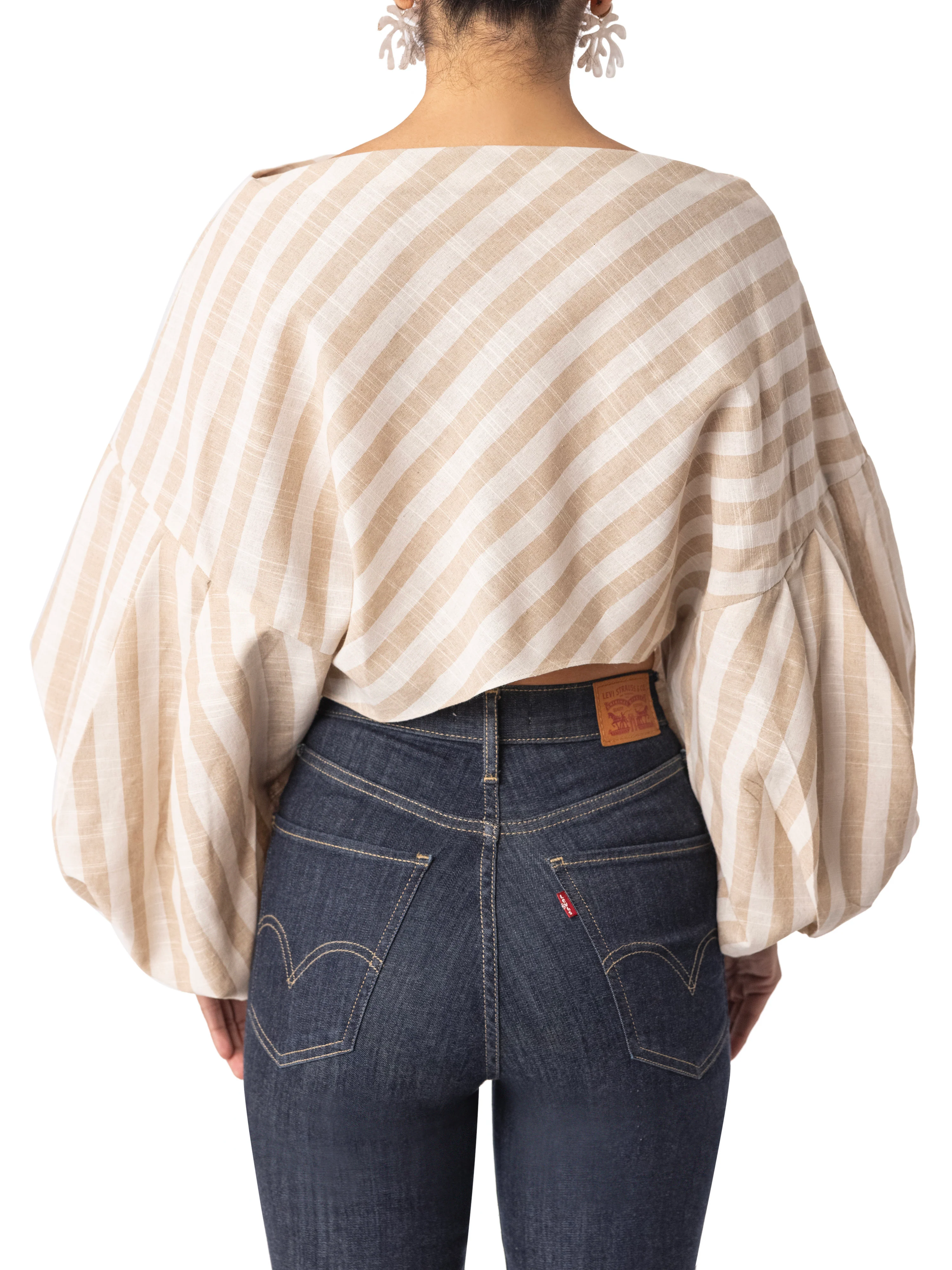 "Mahi" Stripe Billow Sleeve Top - Image 7