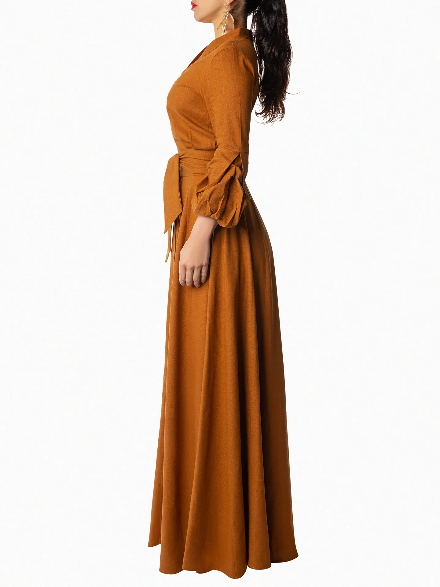 "Mahogany" Cognac Maxi Dress - Image 4