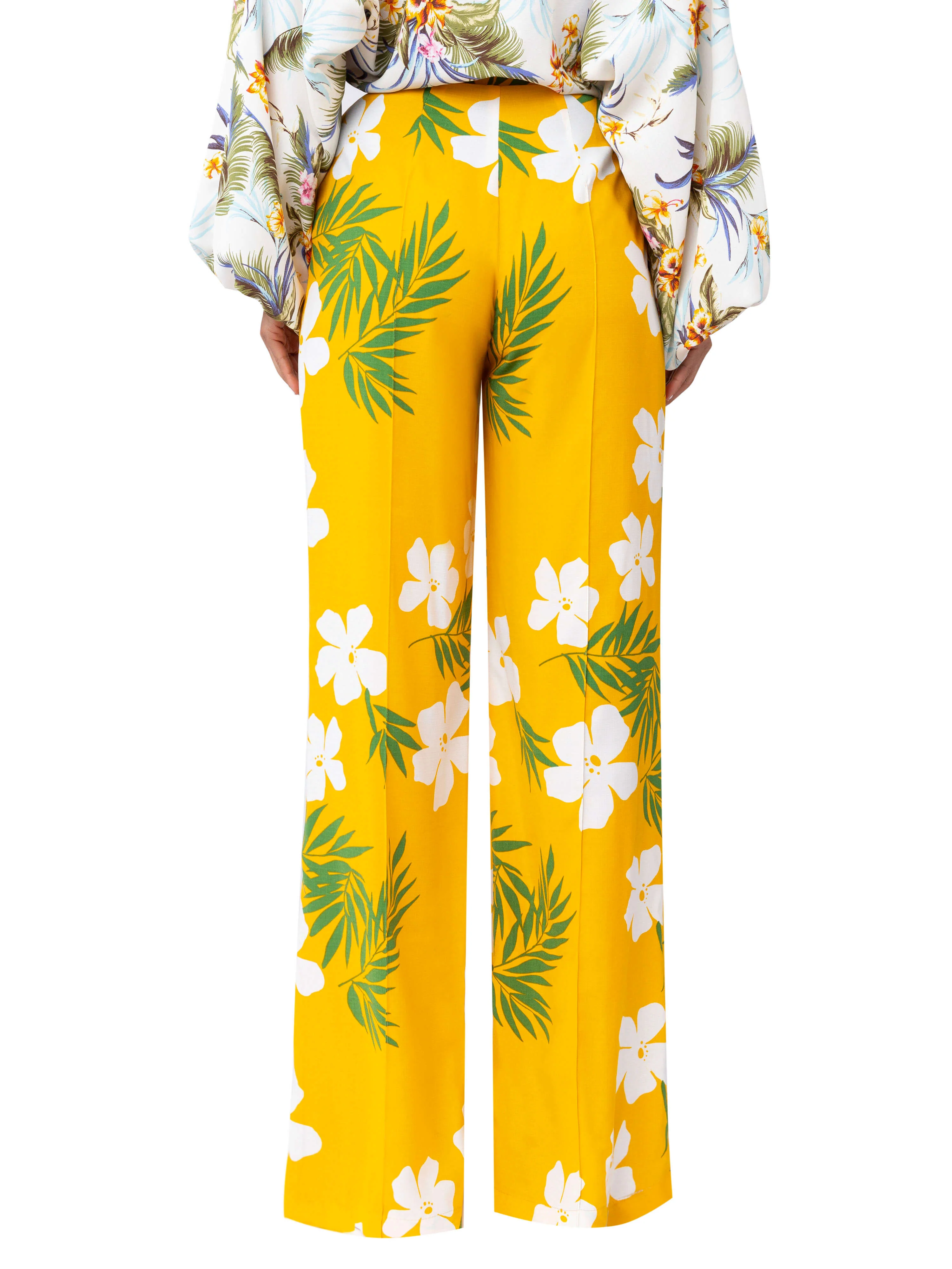"Malia" Yellow Tropical High Waist Pants - Image 5