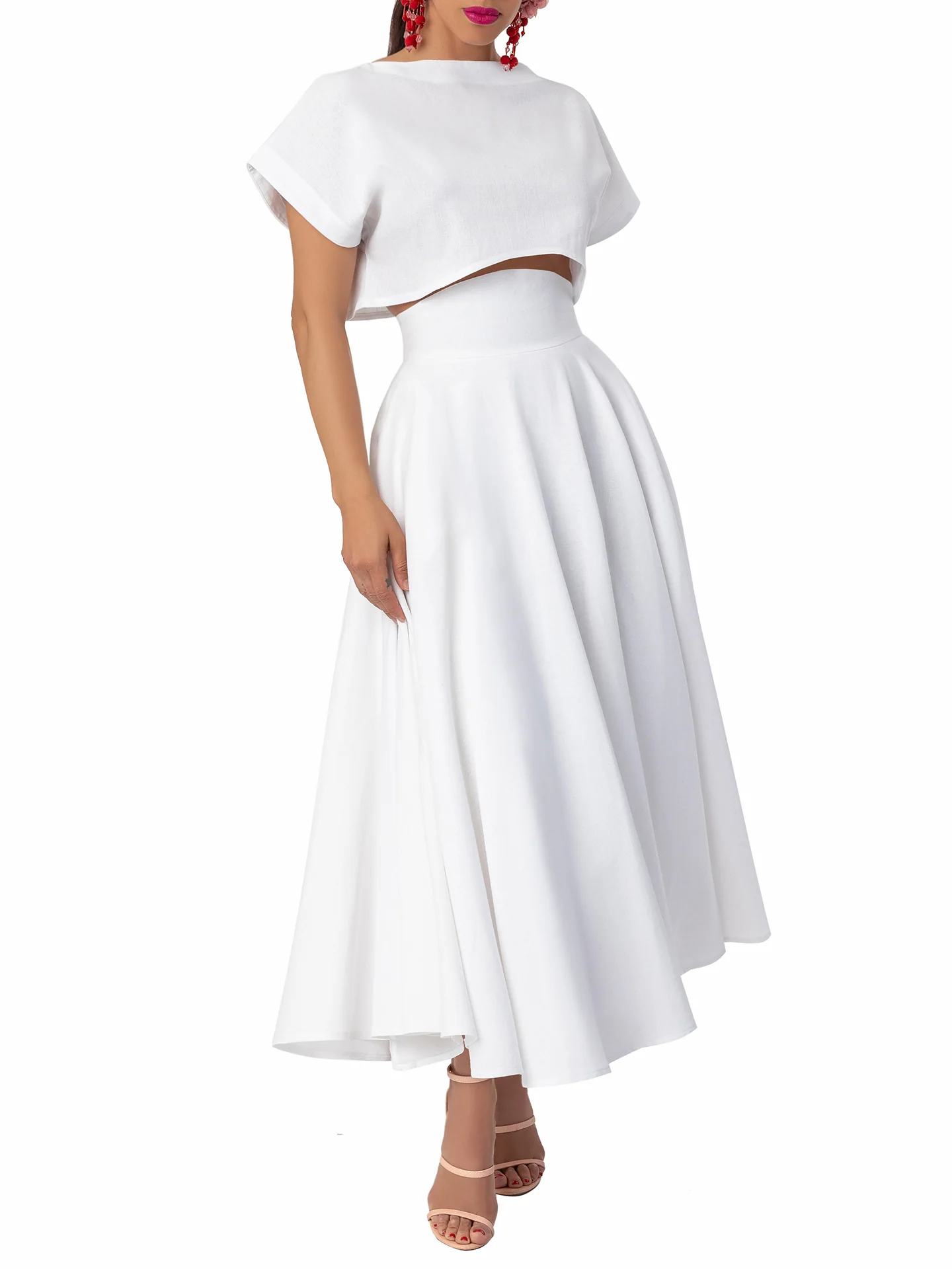 "Margarita" Ivory Button Back Crop Top - Image 3