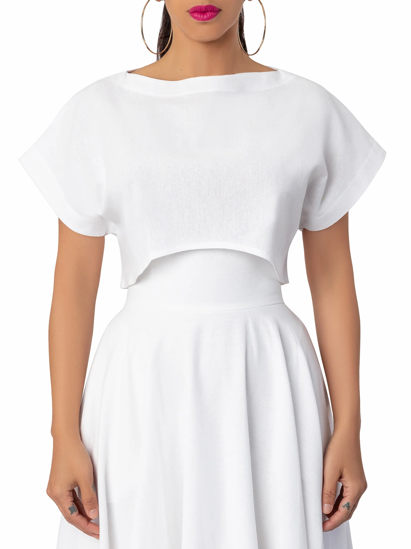 "Margarita" Ivory Button Back Crop Top - Image 4