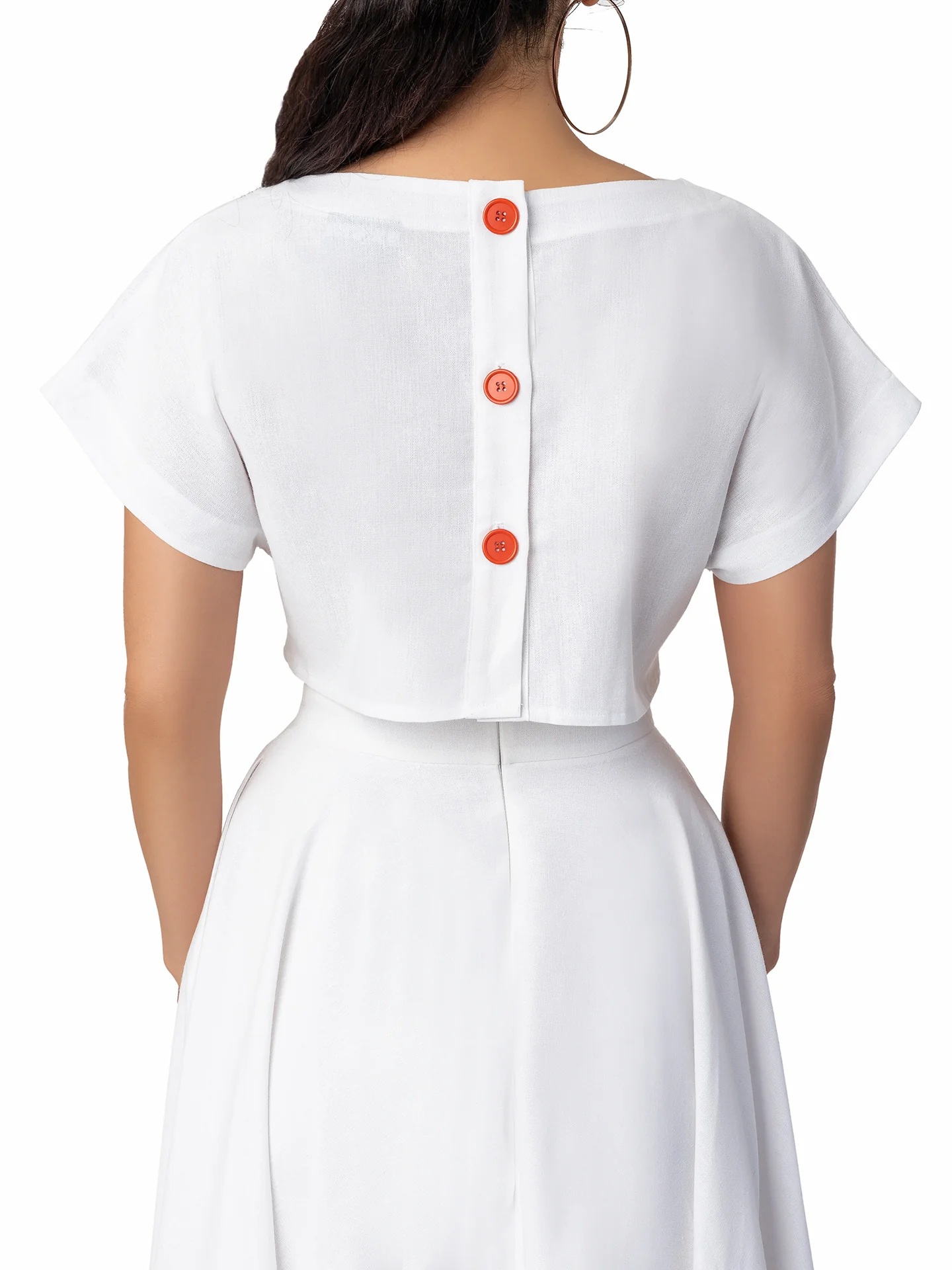 "Margarita" Ivory Button Back Crop Top - Image 6