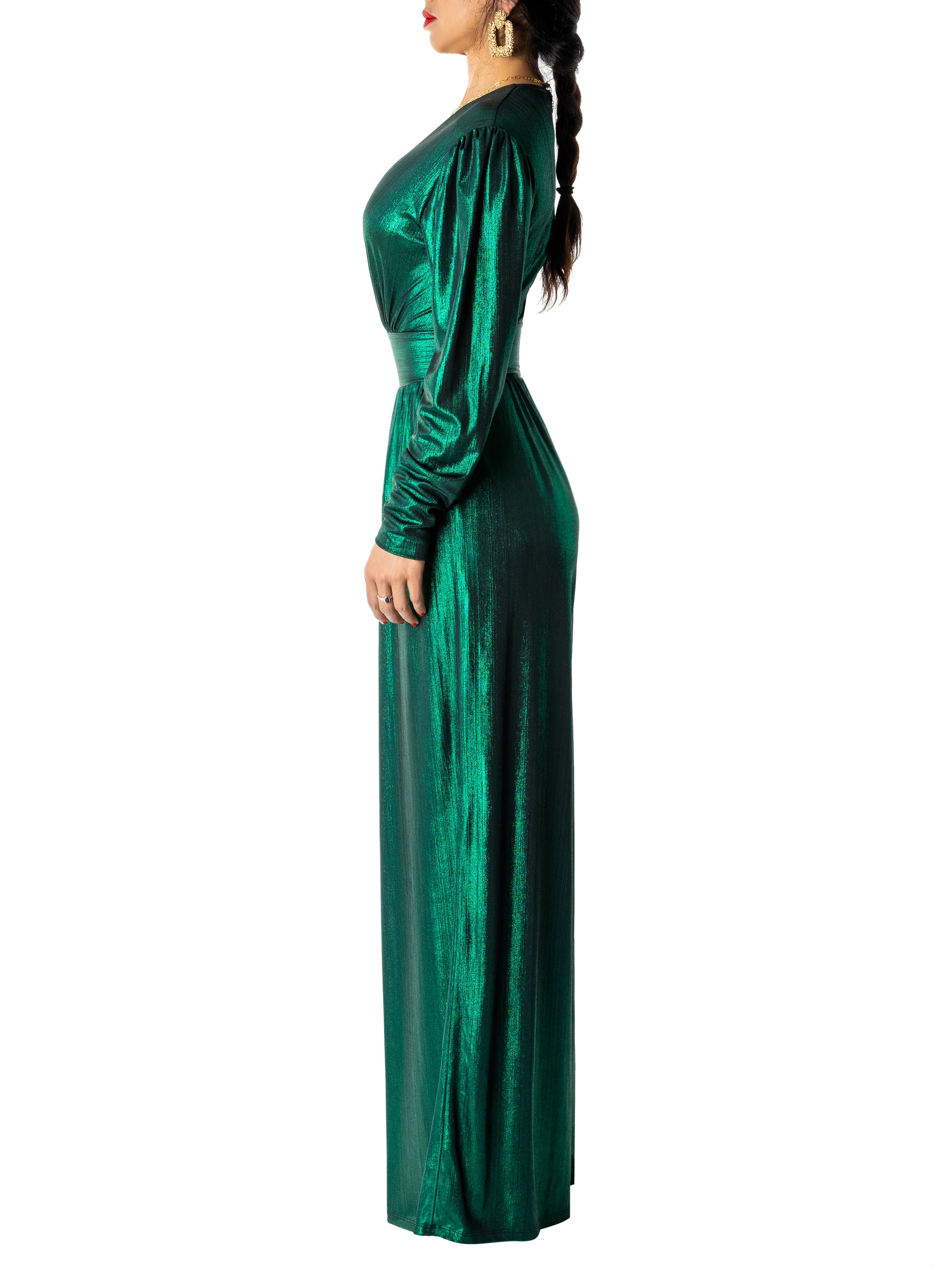 "Margot" Emerald V-Neck Jumpsuit - Image 5
