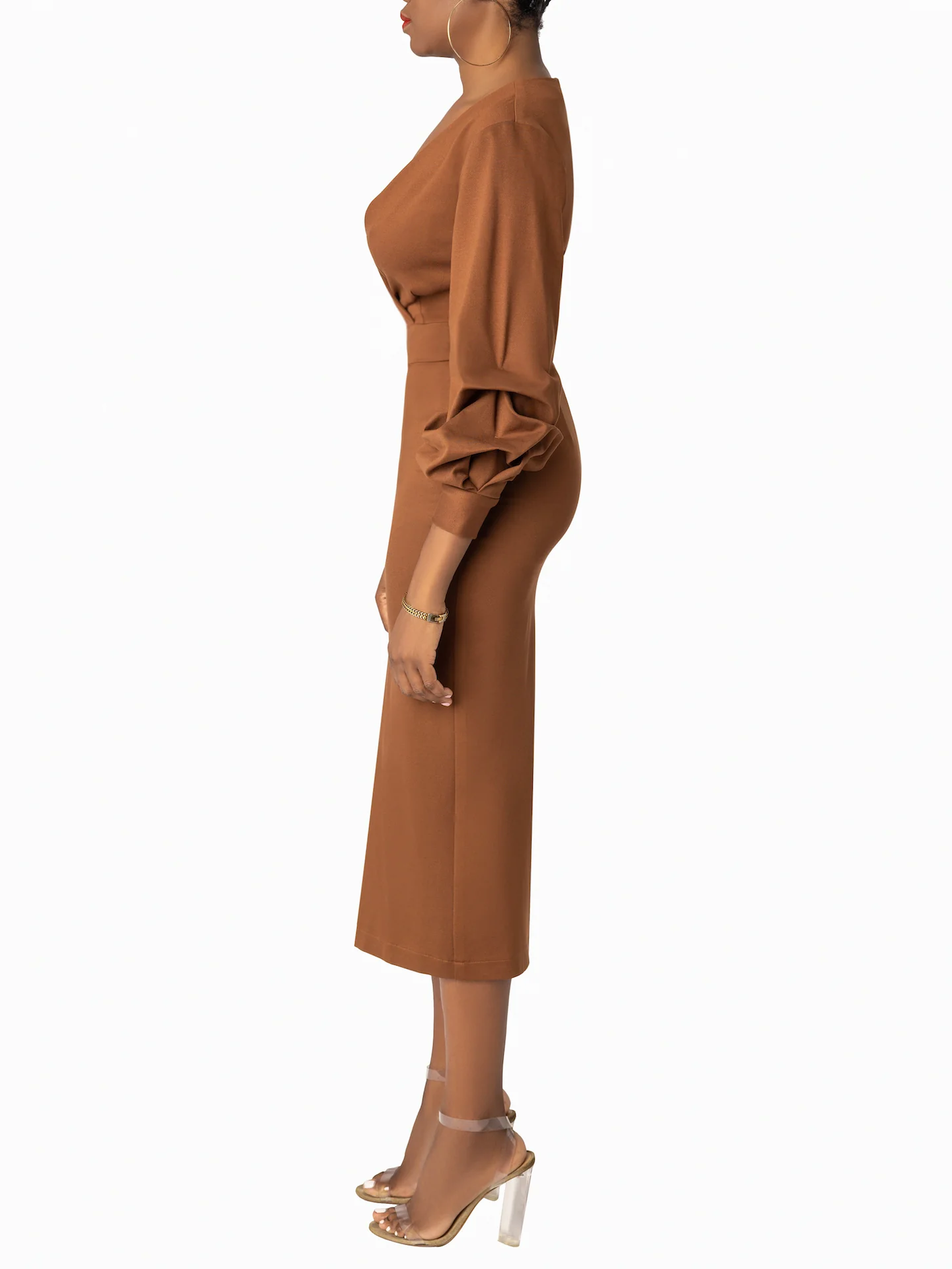 “Marianna” Brown Midi Dress - Image 4