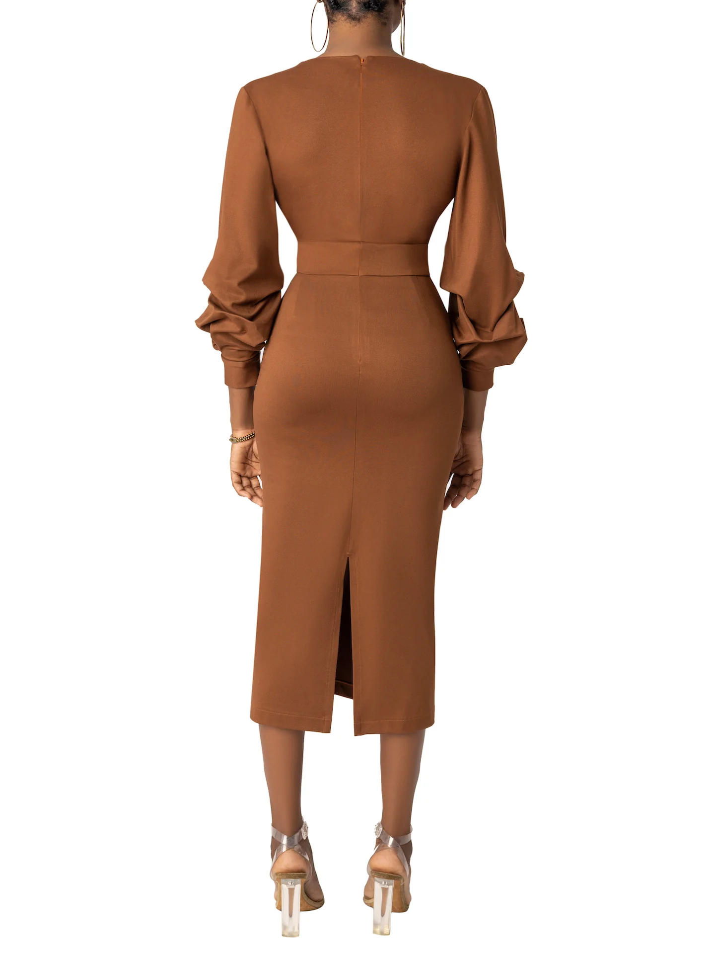 “Marianna” Brown Midi Dress - Image 5