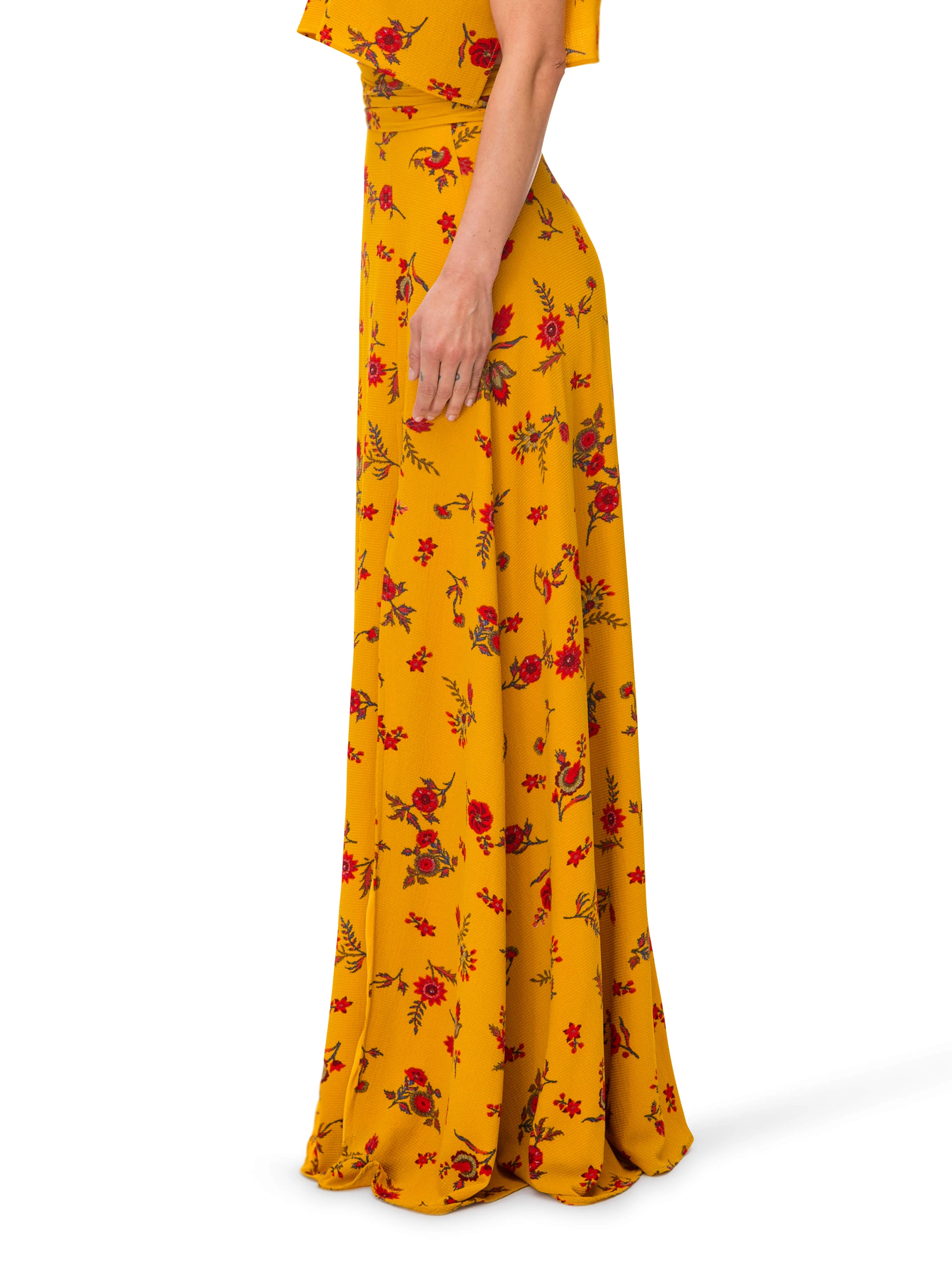 "Marigold" Floral Maxi Skirt w/ Front Slit - Image 4