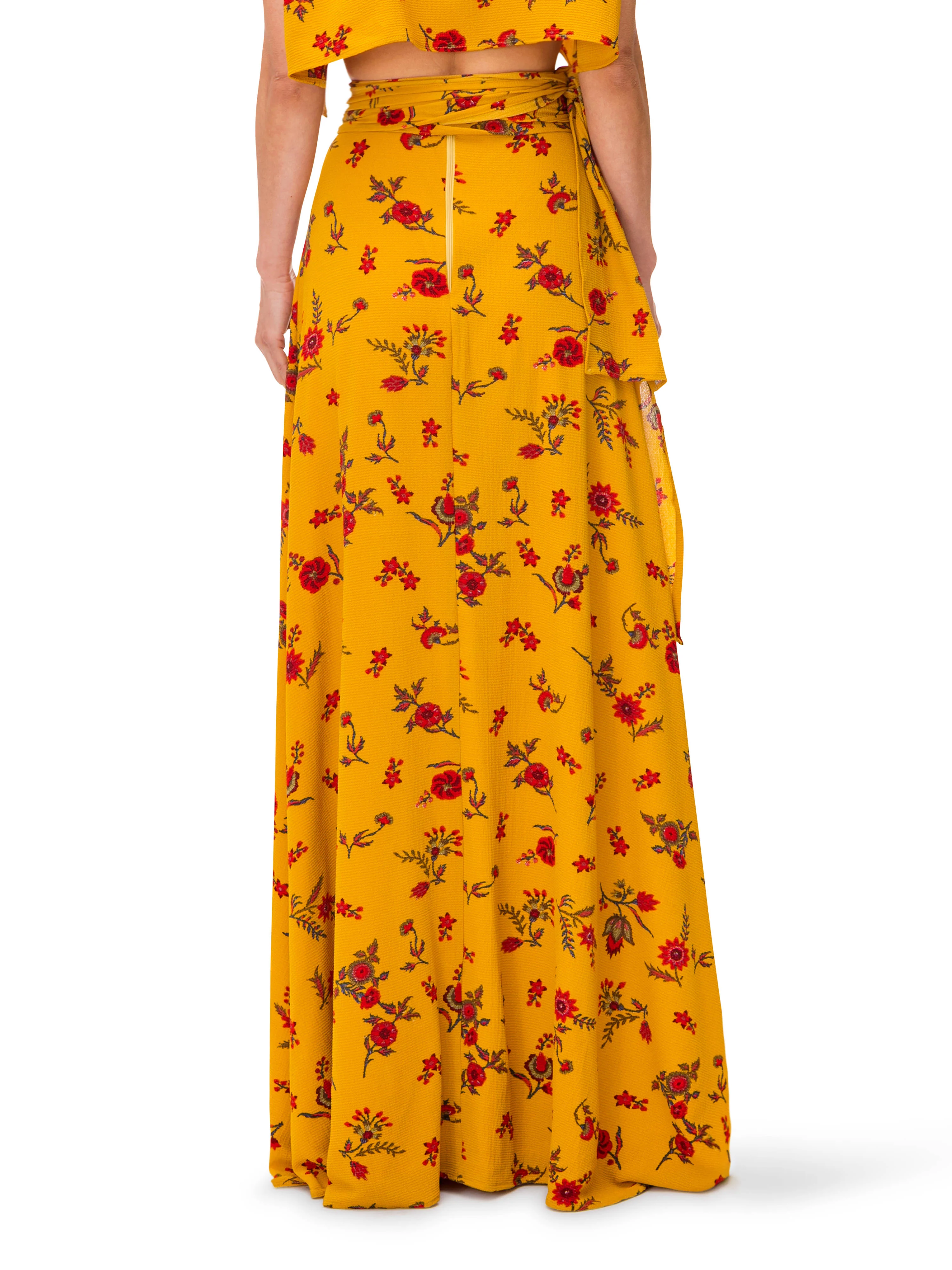 "Marigold" Floral Maxi Skirt w/ Front Slit - Image 5