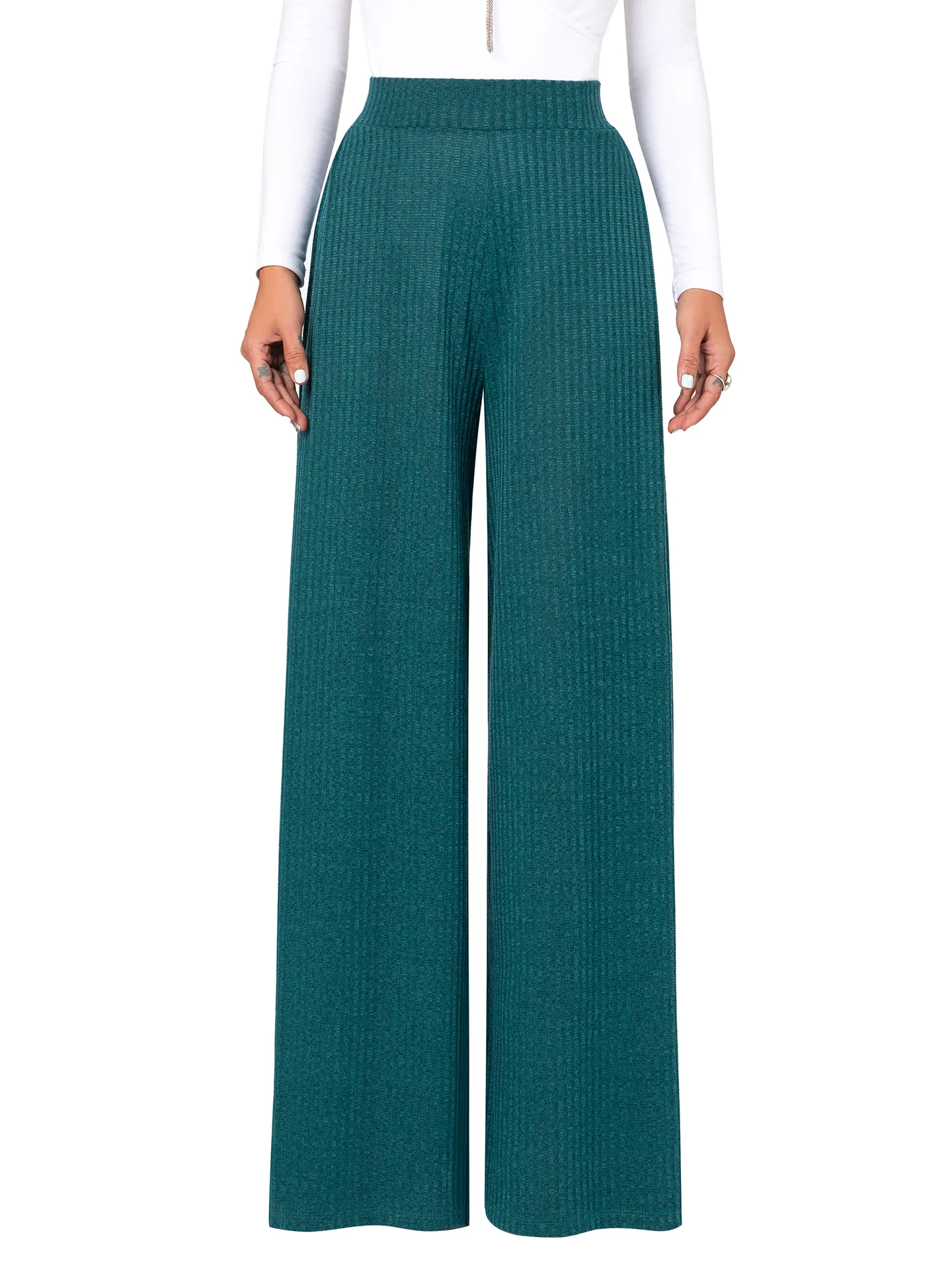 "Marlene" Hunter Green Sweater Wide Leg Pants - Image 3