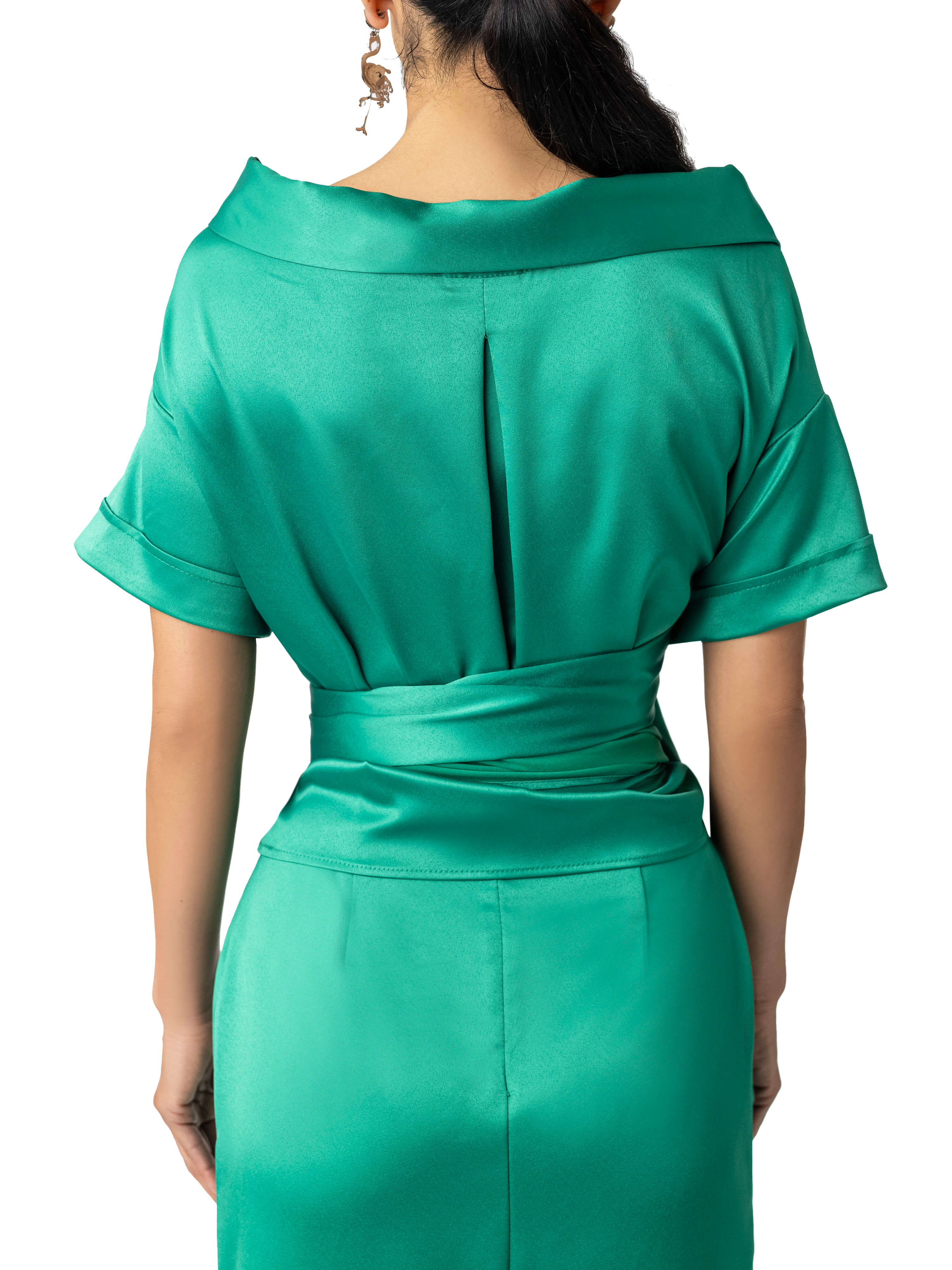 "Marley" Green Wrap Top - Image 6