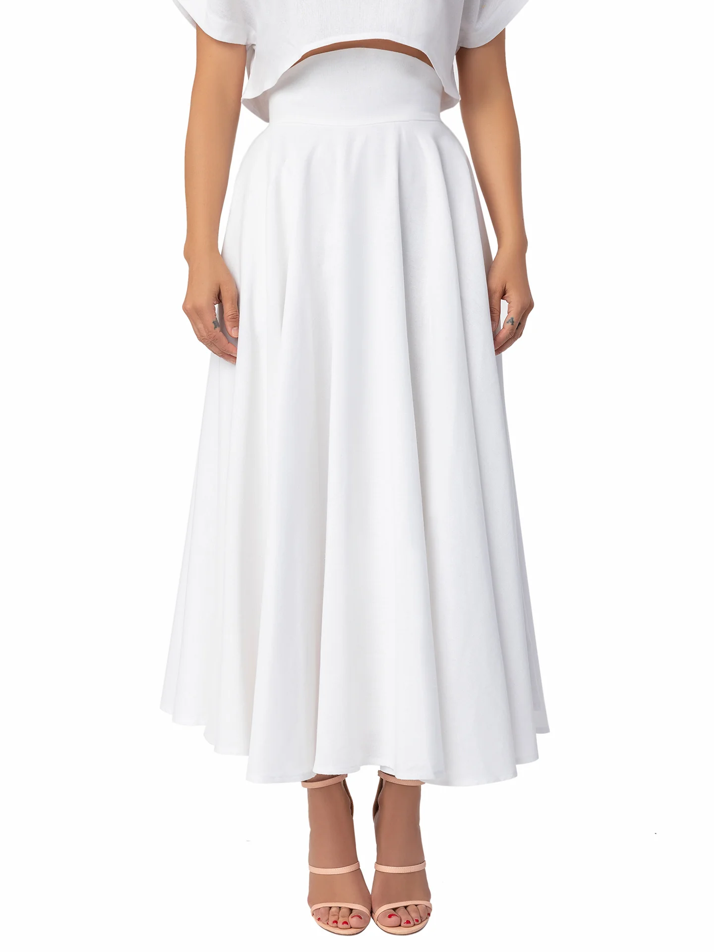 "Martini" Ivory Round Band Swing Skirt - Image 3