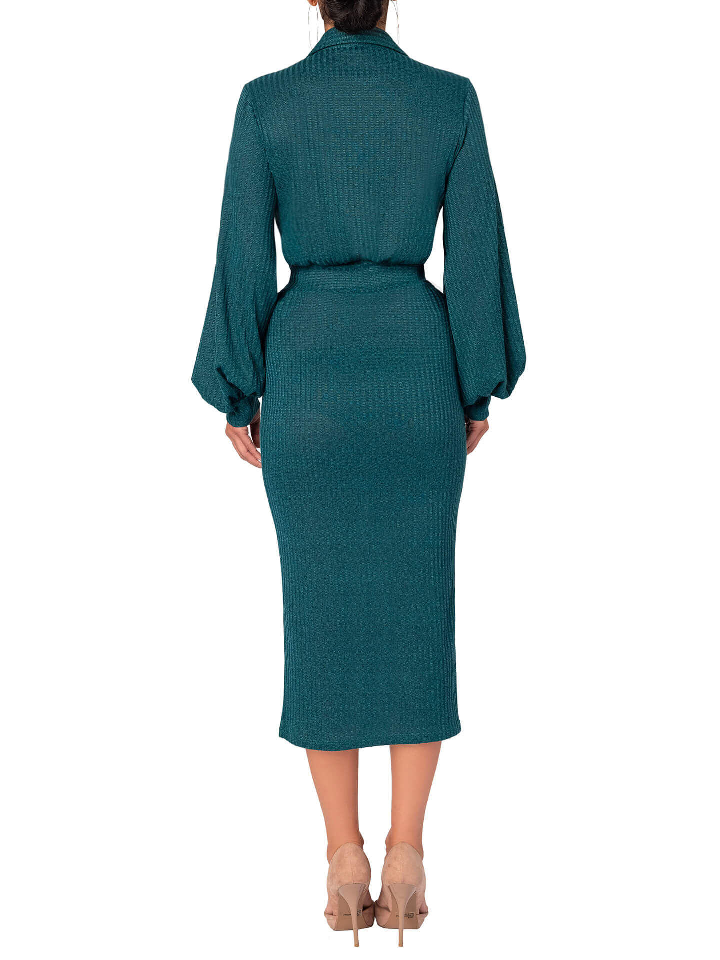 "Maya" Hunter Green Shirtdress - Image 6