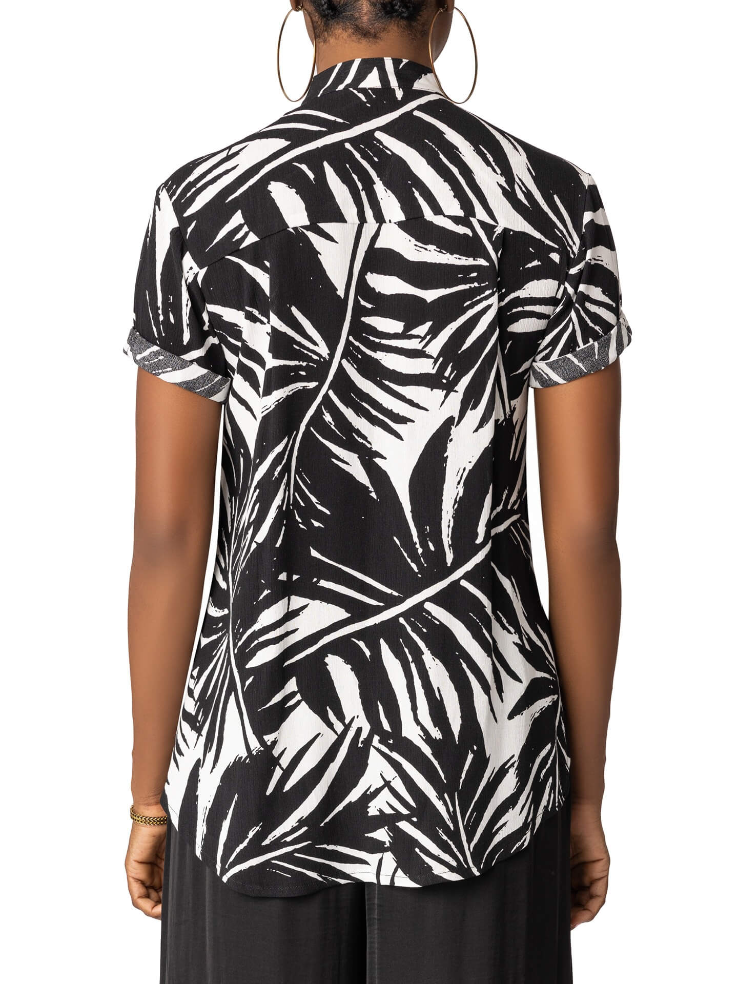 "Mazari Palm" Black Button Down Shirt - Image 6