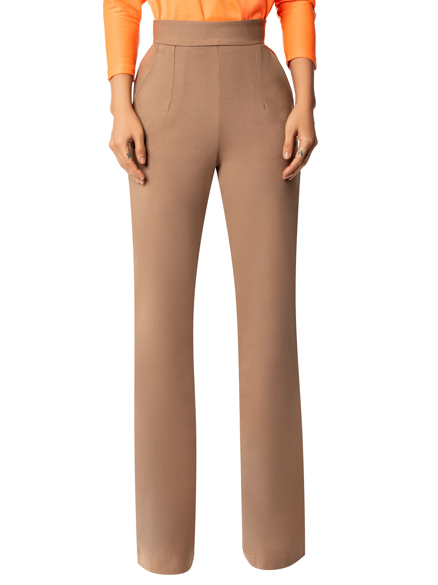 "Nadine" Taupe High Waisted Pants - Image 3