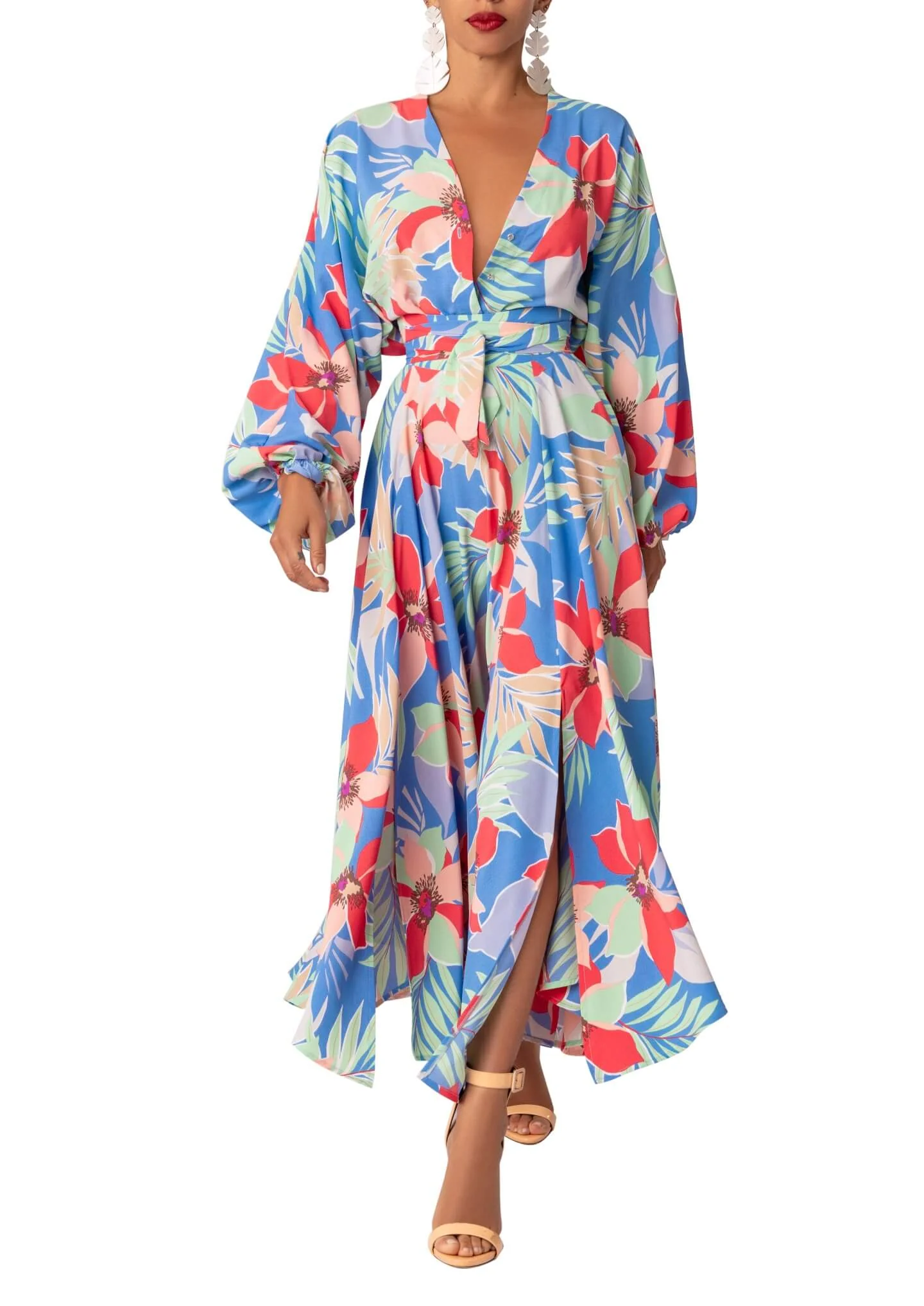 “Nala” Blue Belted Midi Skirt - Image 4