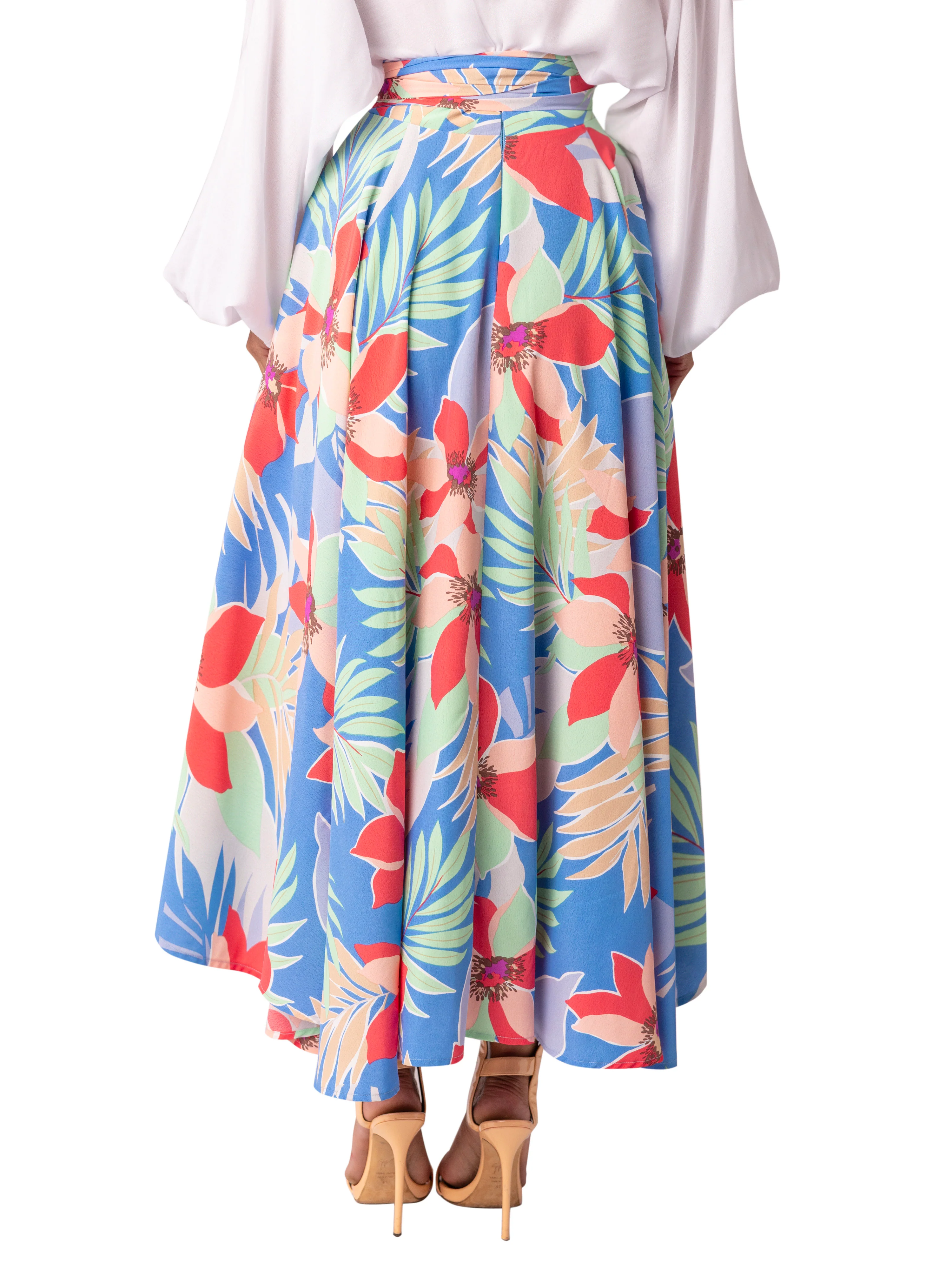 “Nala” Blue Belted Midi Skirt - Image 7