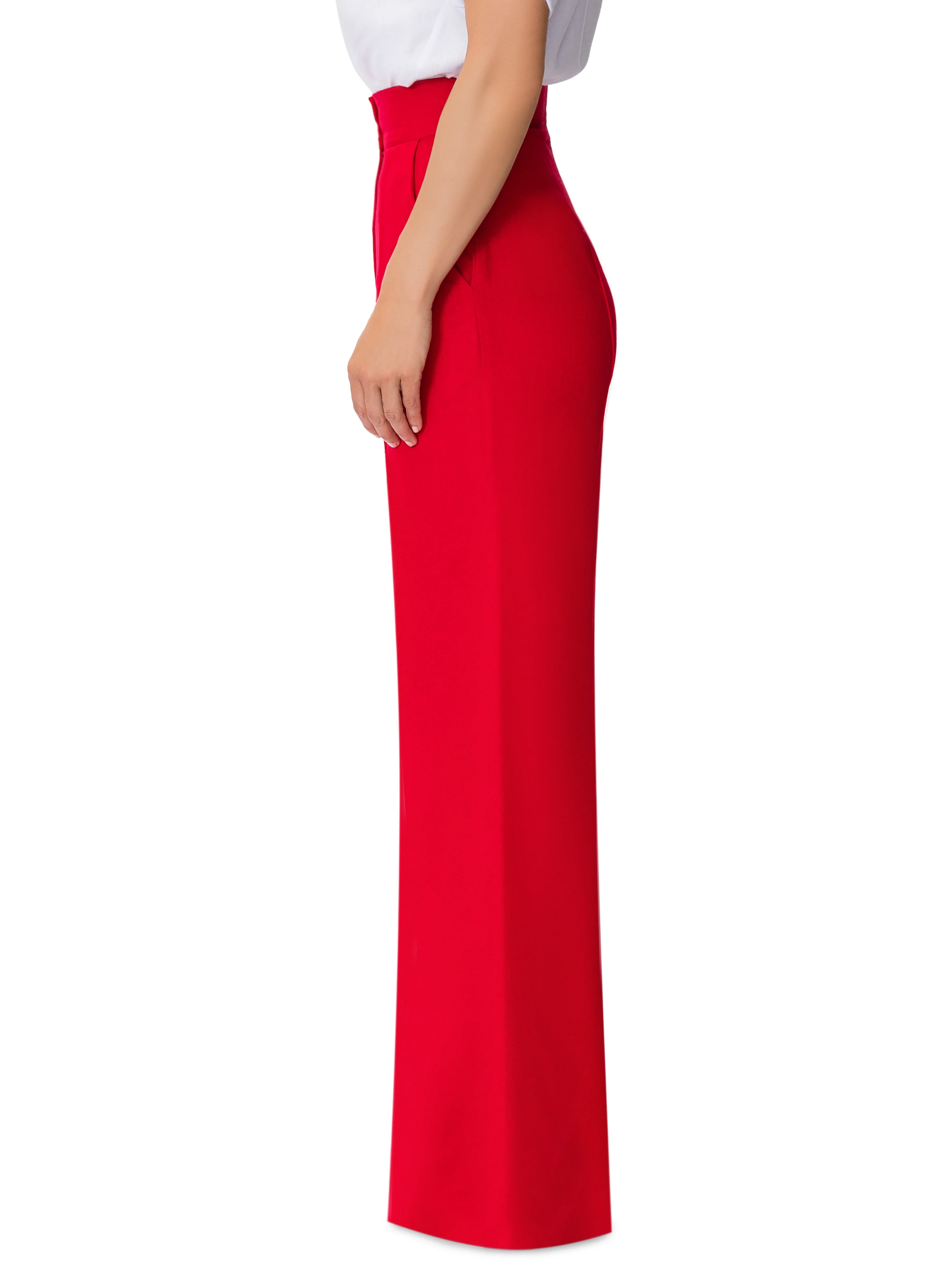 "Napa" Red Linen High Waist Pants - Image 4