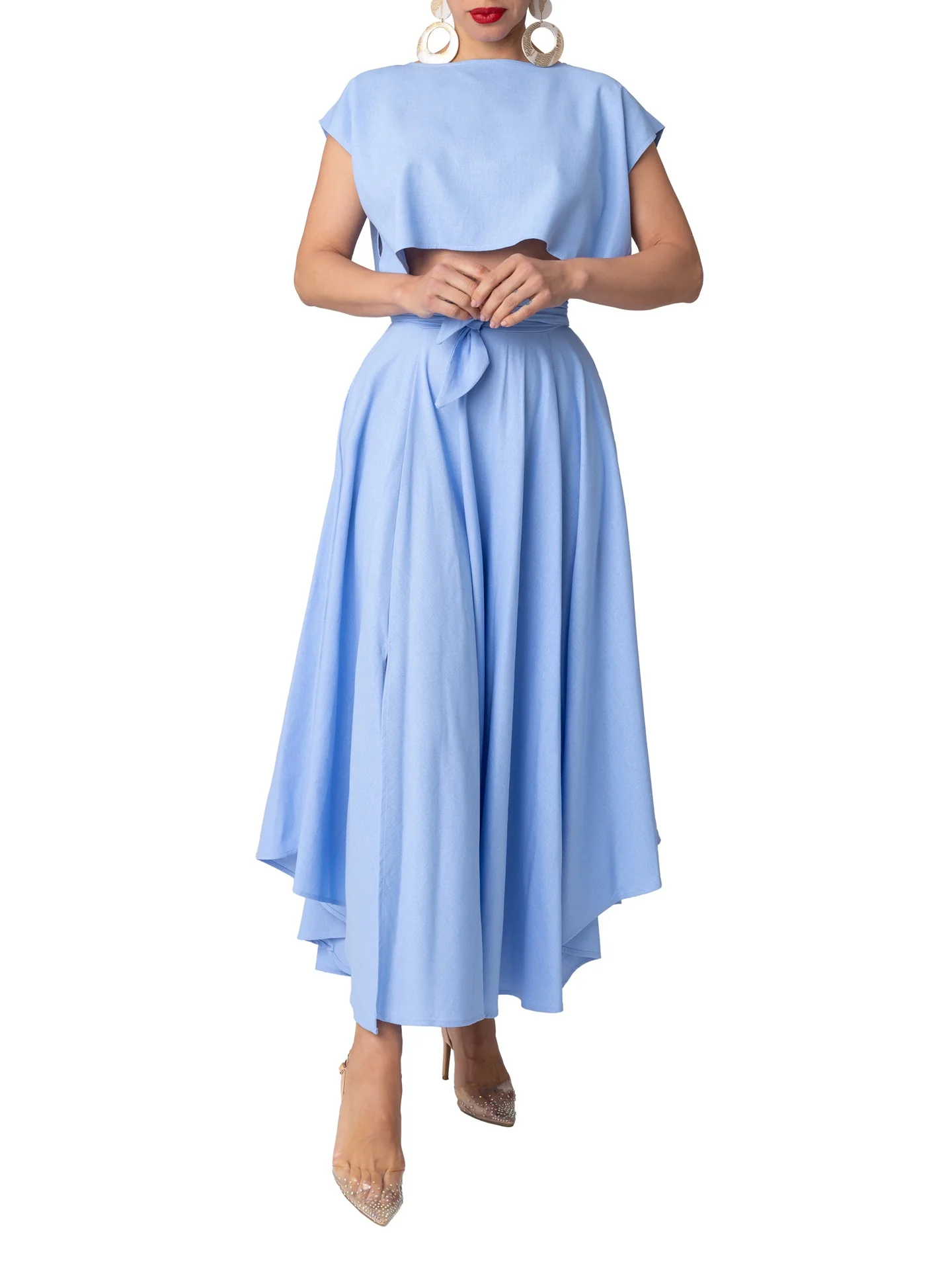 "Navagio" Lt. Blue Crop Top - Image 5