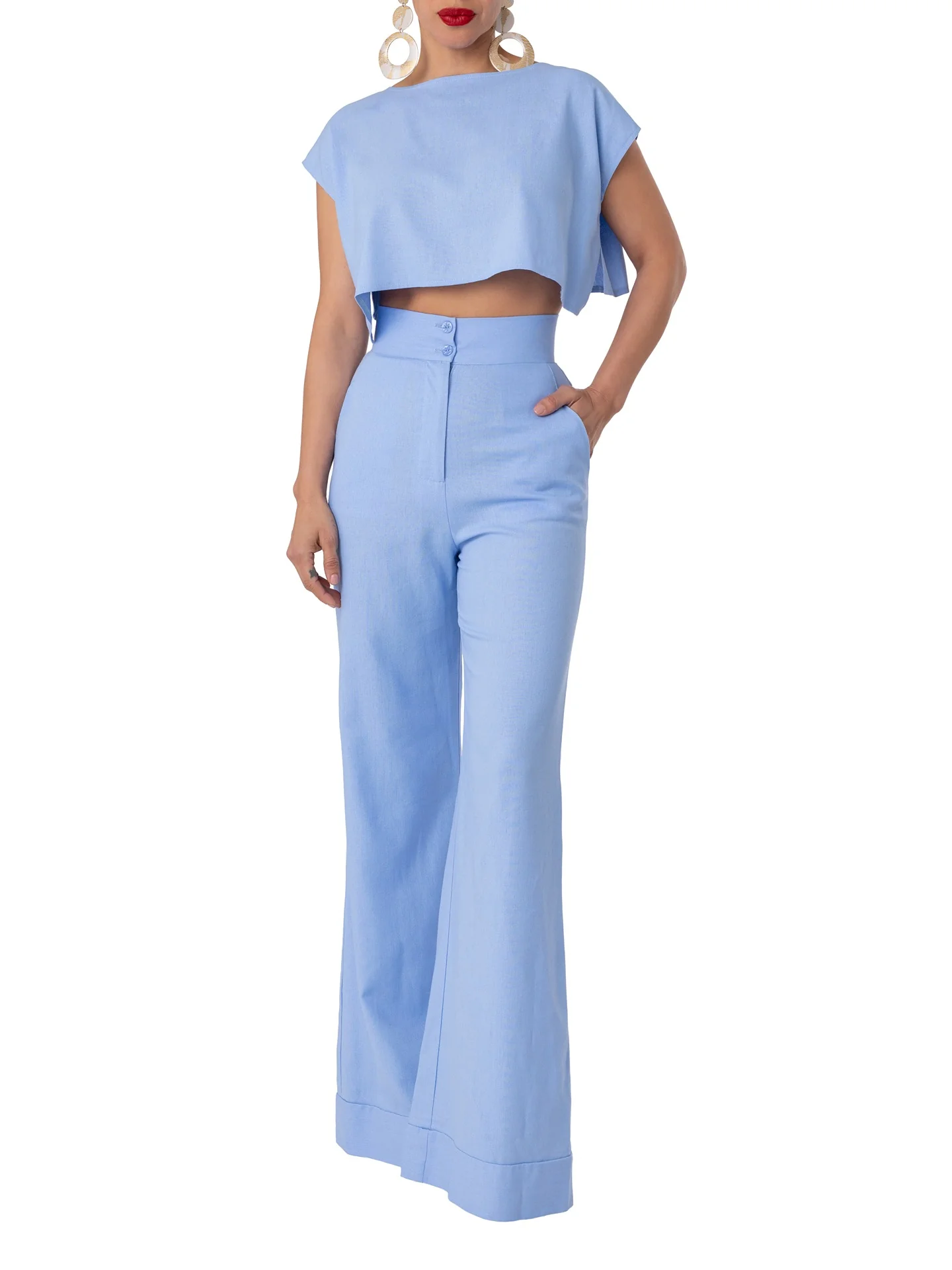 "Navagio" Lt. Blue Crop Top - Image 6