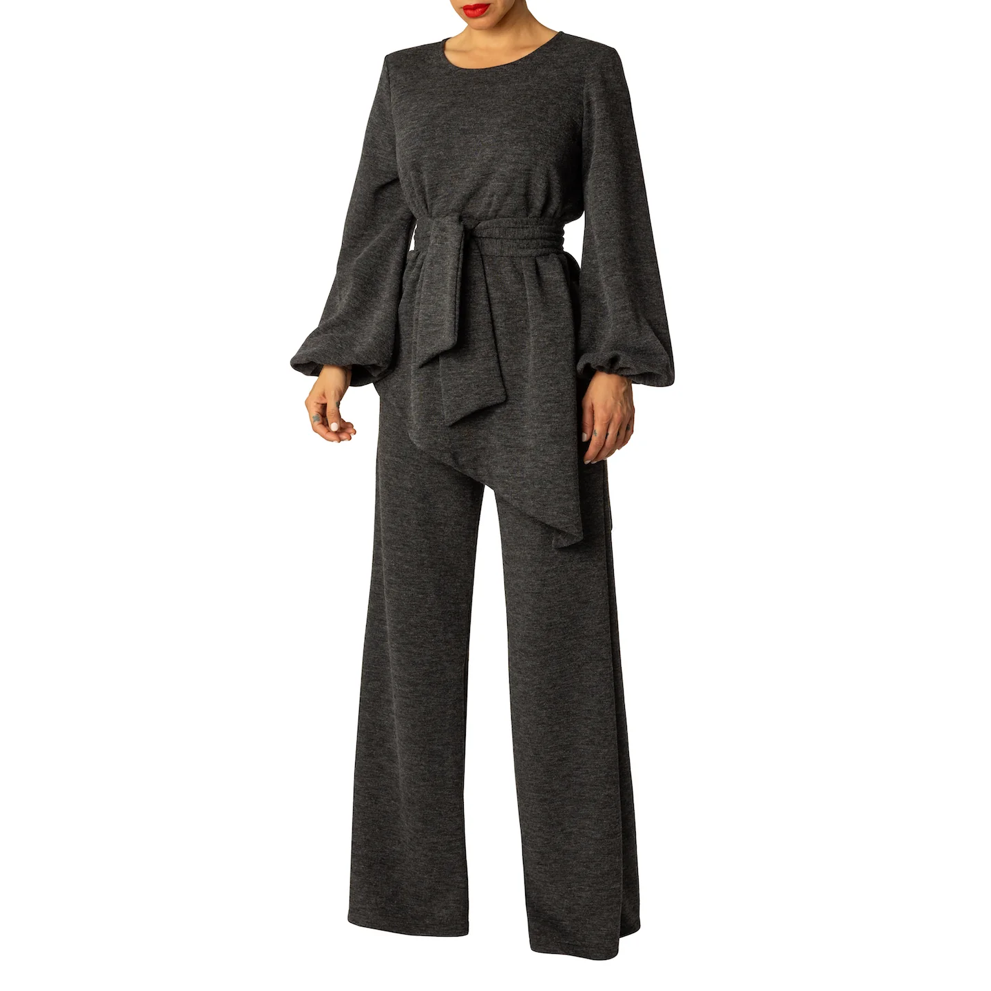 "Nayeli" Asymmetric Grey Top - Image 3