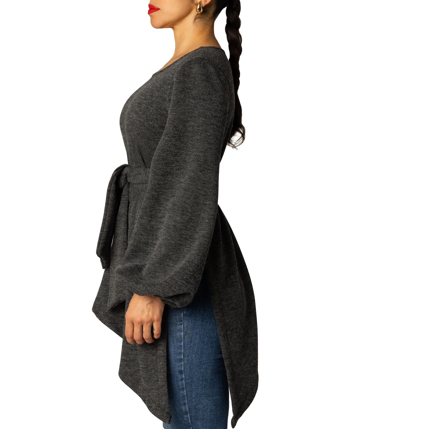 "Nayeli" Asymmetric Grey Top - Image 6