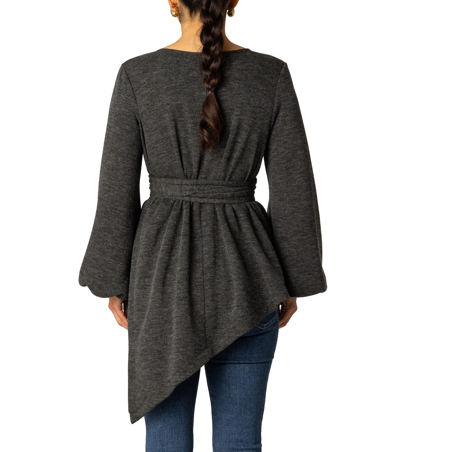 "Nayeli" Asymmetric Grey Top - Image 7
