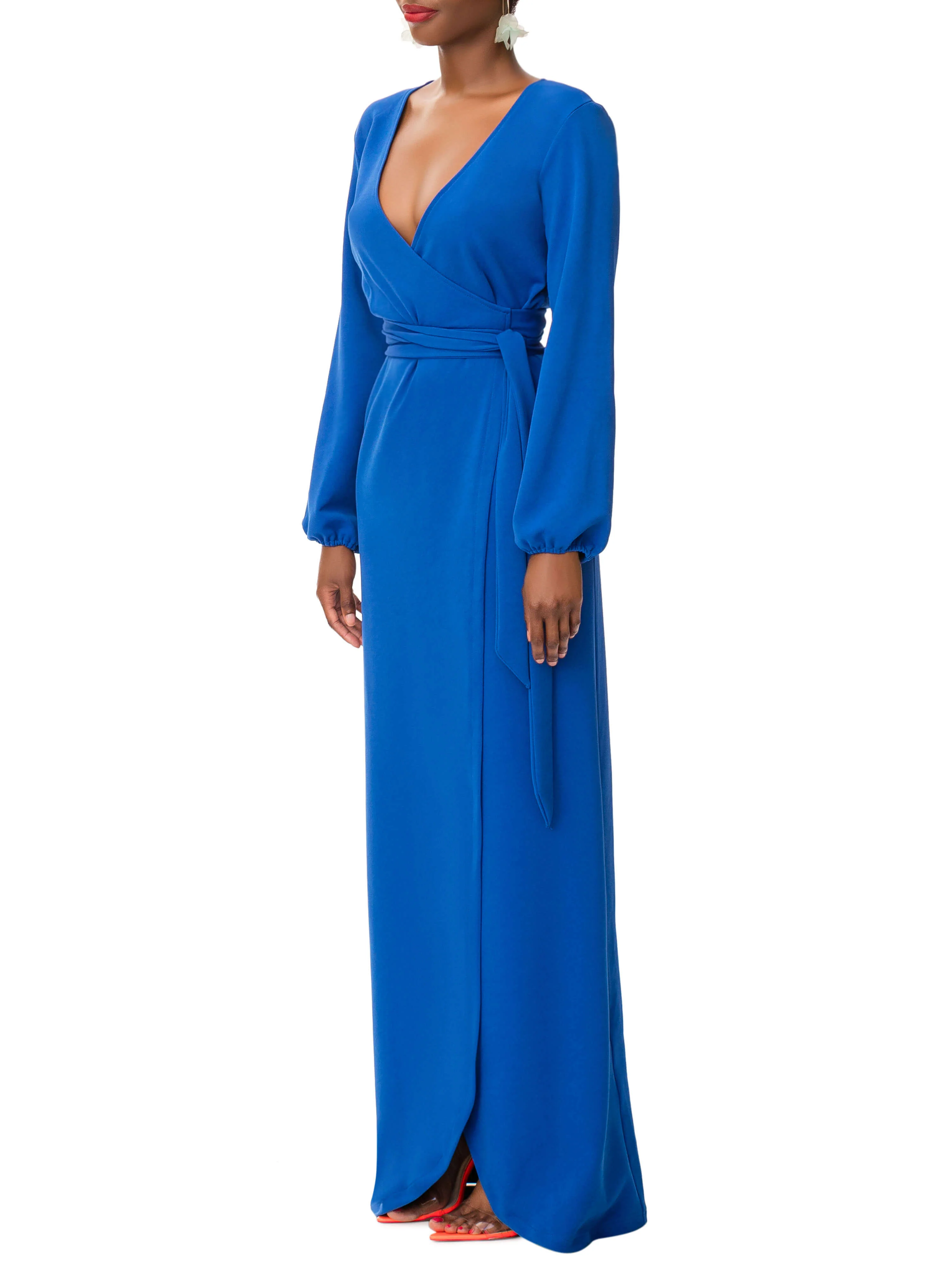 "Nicole" Cobalt Maxi Wrap Dress - Image 5
