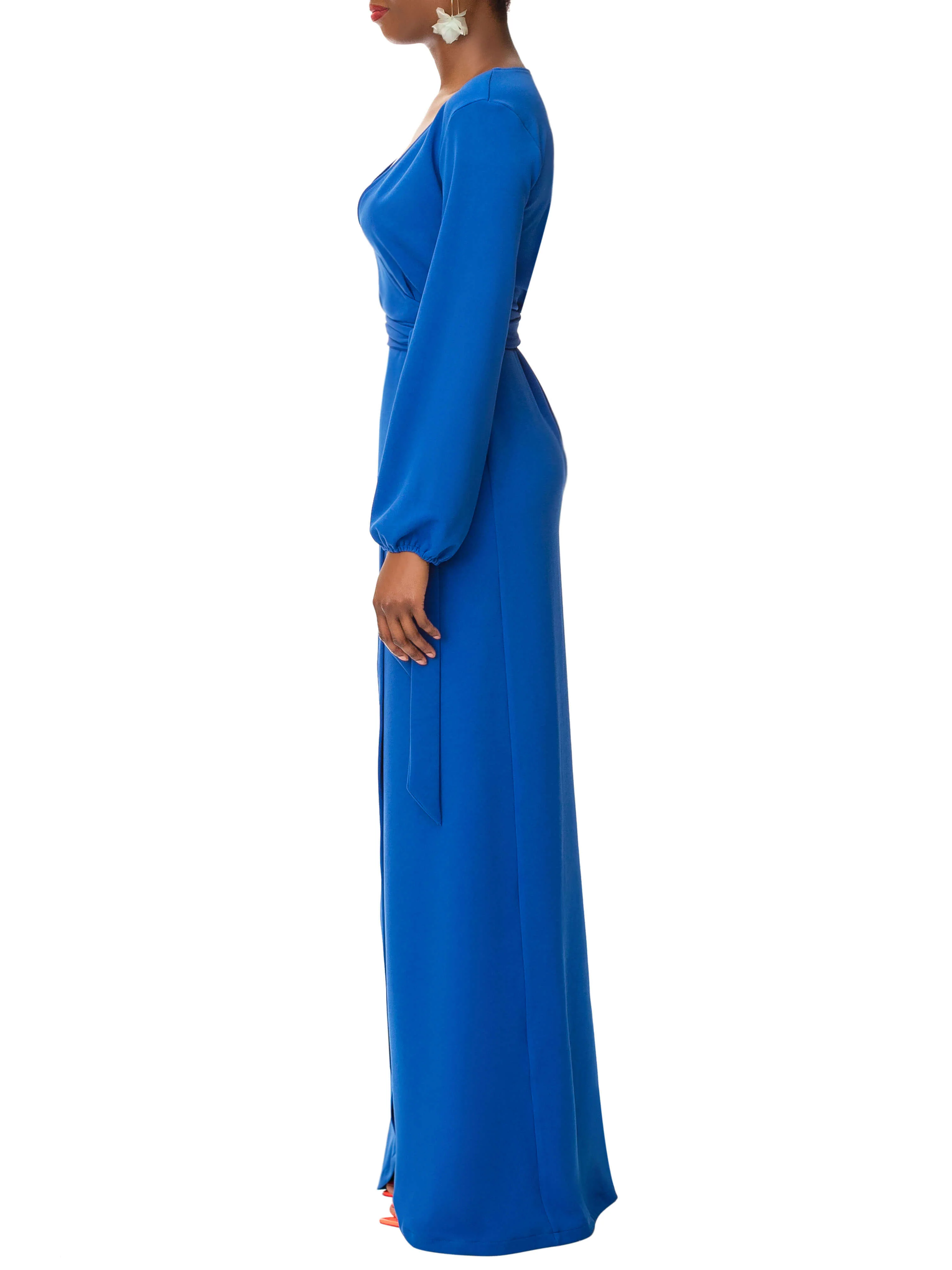 "Nicole" Cobalt Maxi Wrap Dress - Image 6