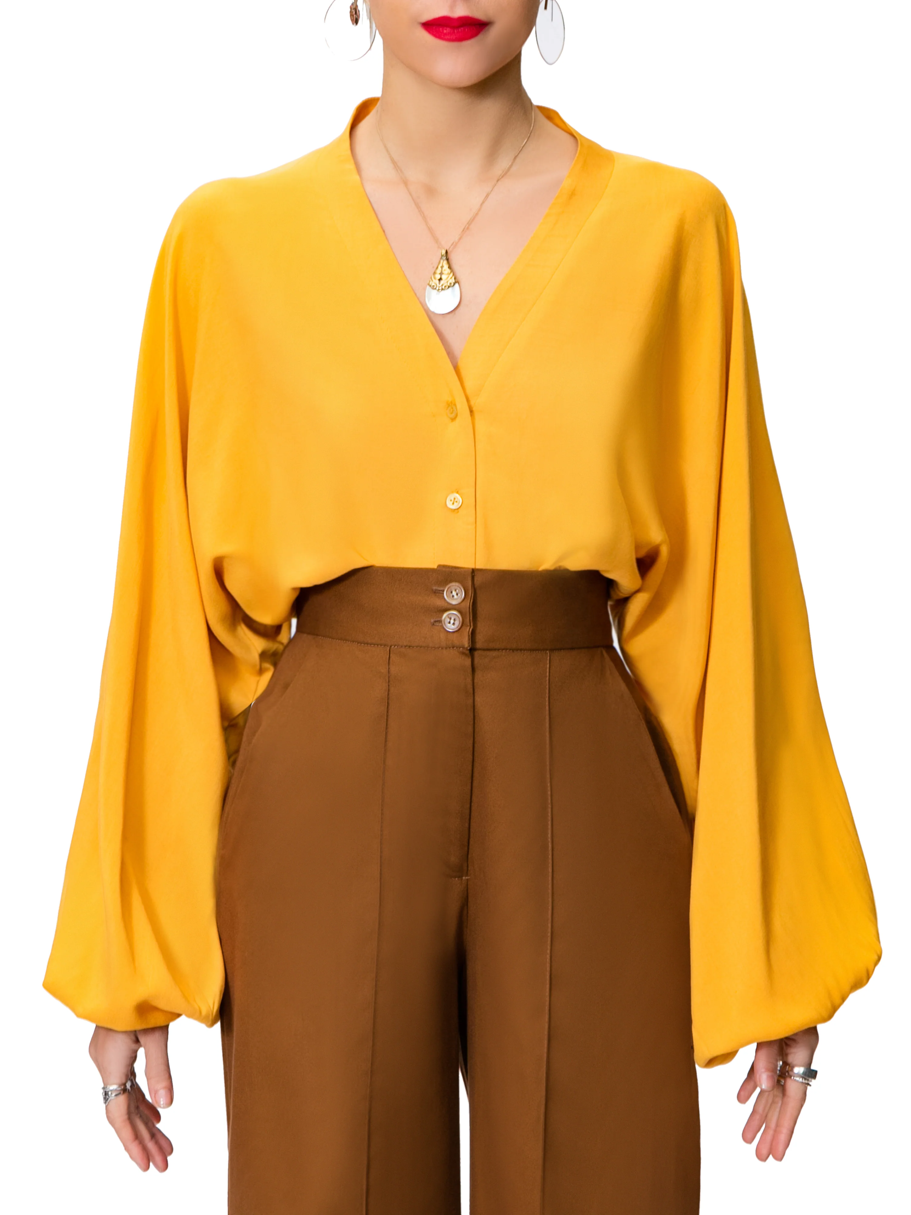 "Nora" Mustard Bell Sleeve Bodysuit - Image 3