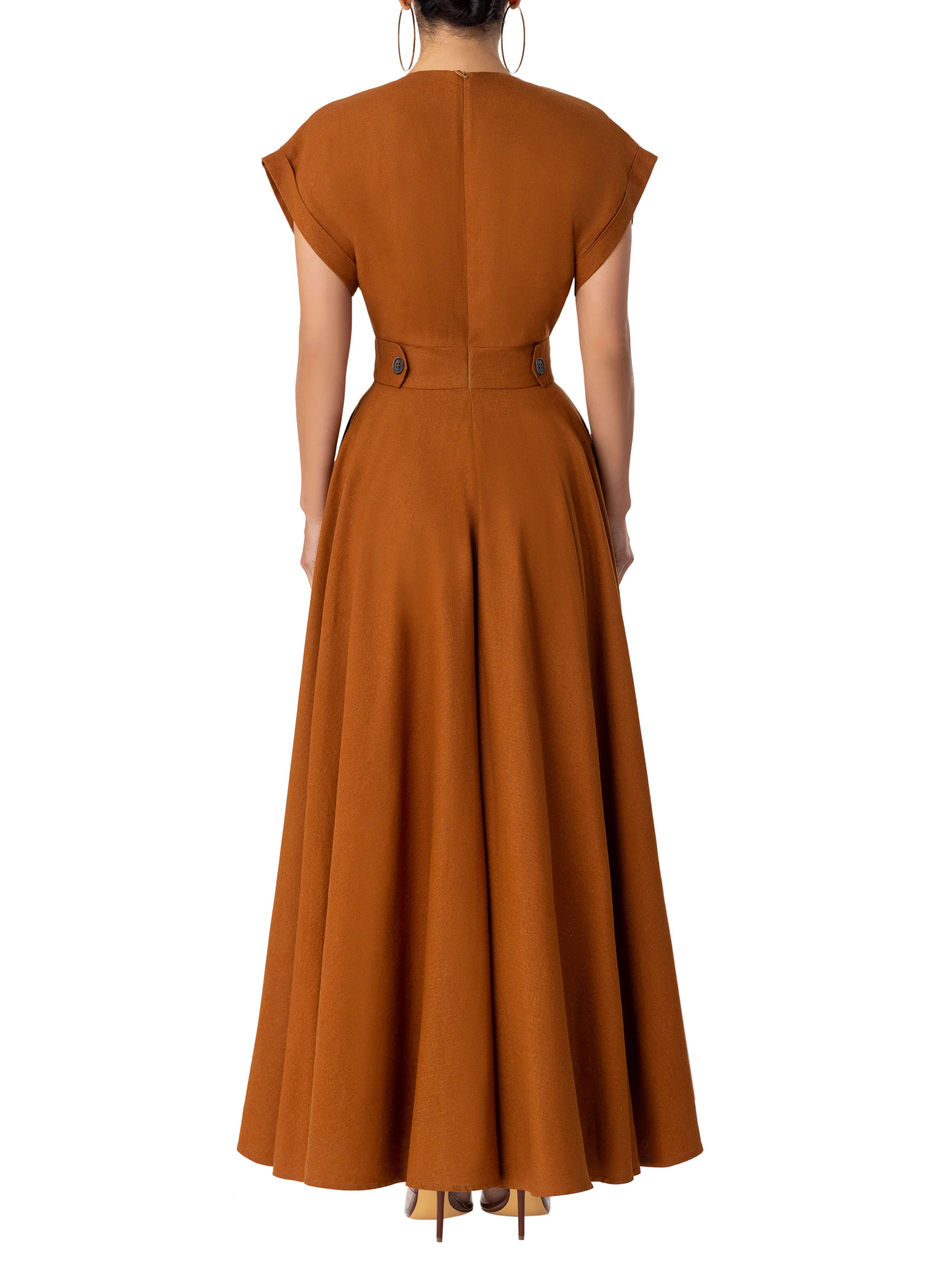 "Nova" Cognac Swing Dress - Image 7