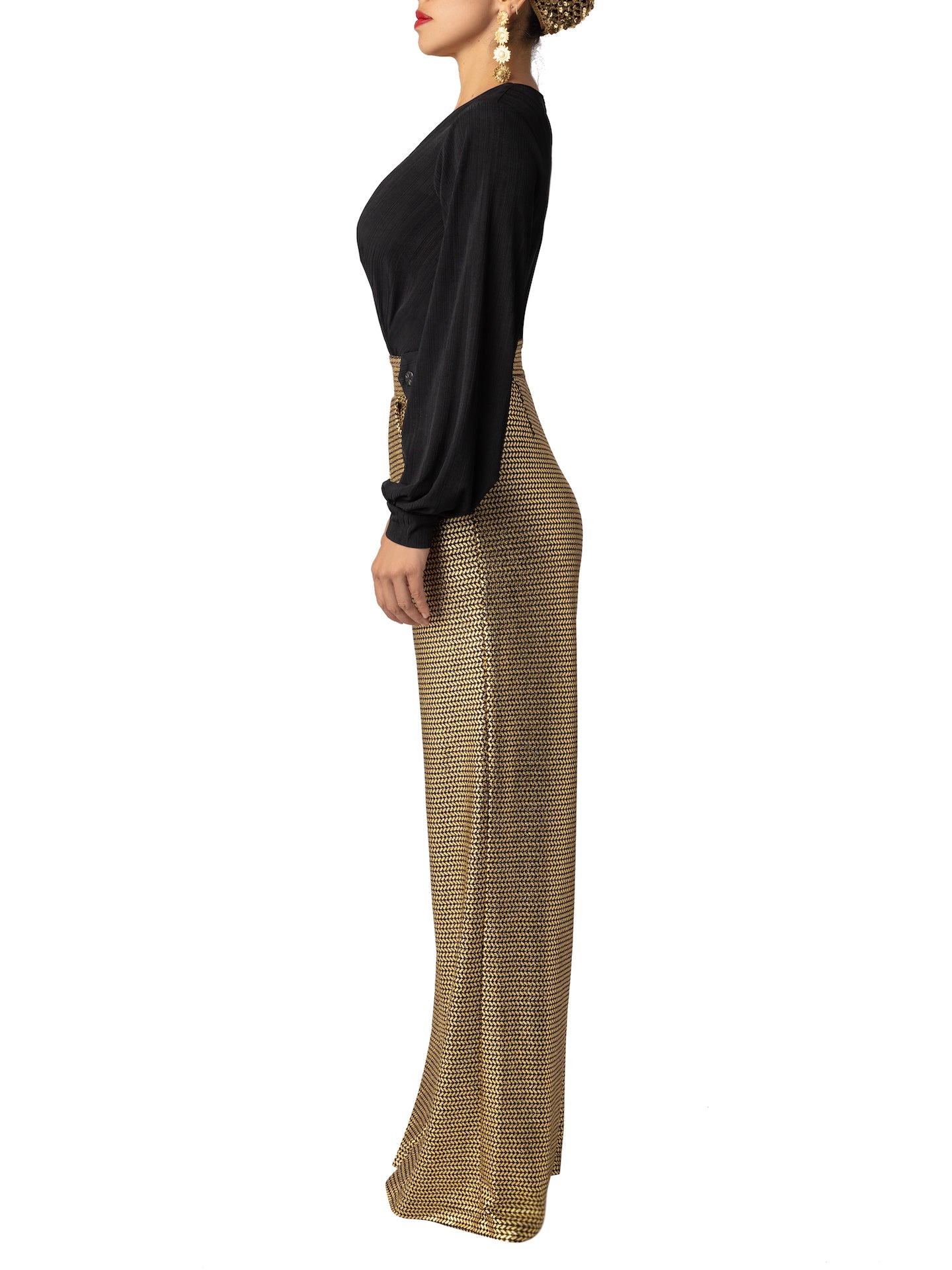 “Nurit” Black and Gold Jumpsuit - Image 6