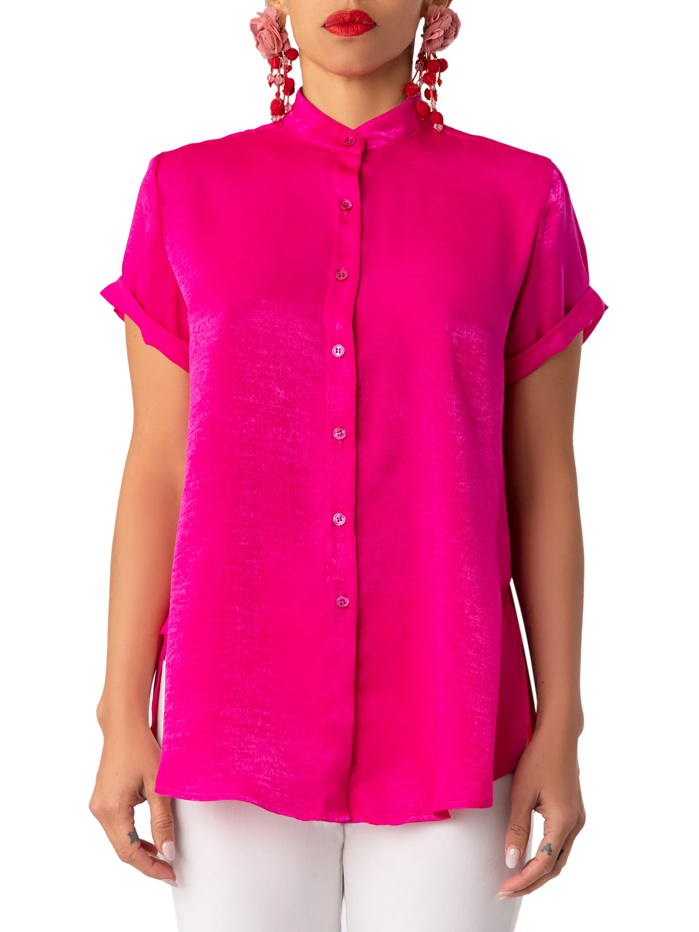 “Nyla” Magenta Button-Down Top - Image 4