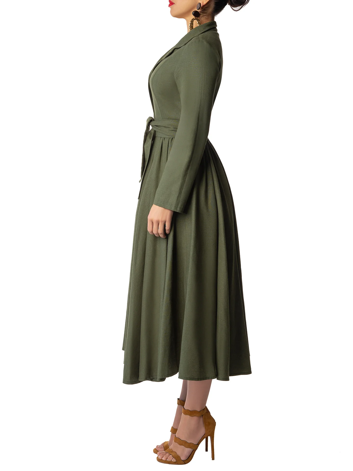 "Olive" Olive Midi Shirtdress - Image 4