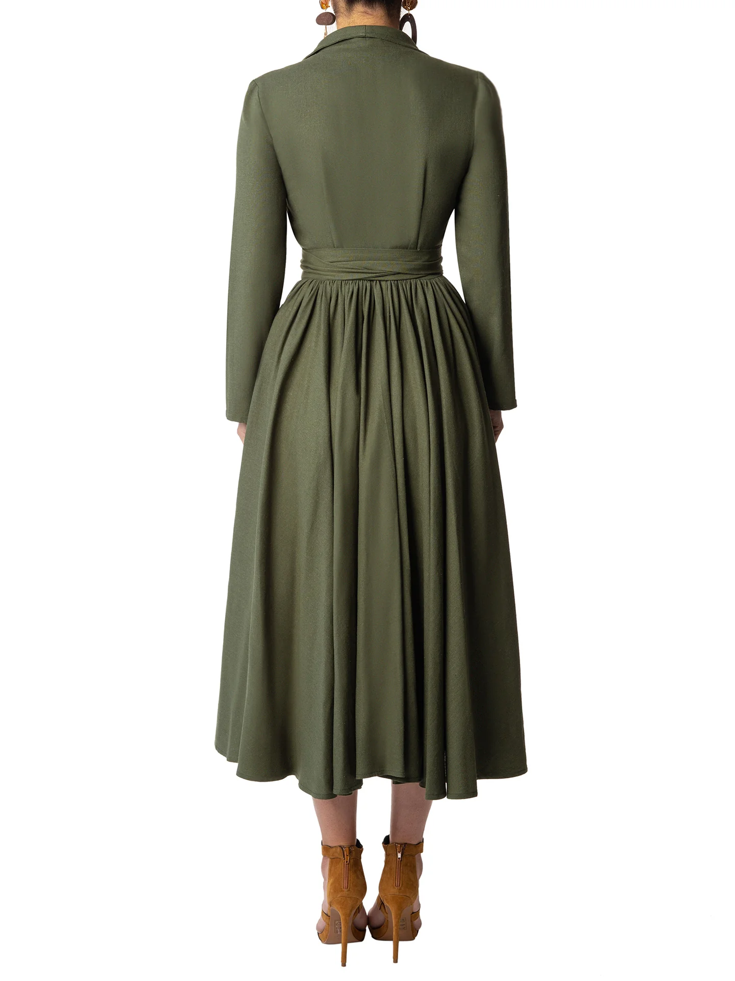 "Olive" Olive Midi Shirtdress - Image 5