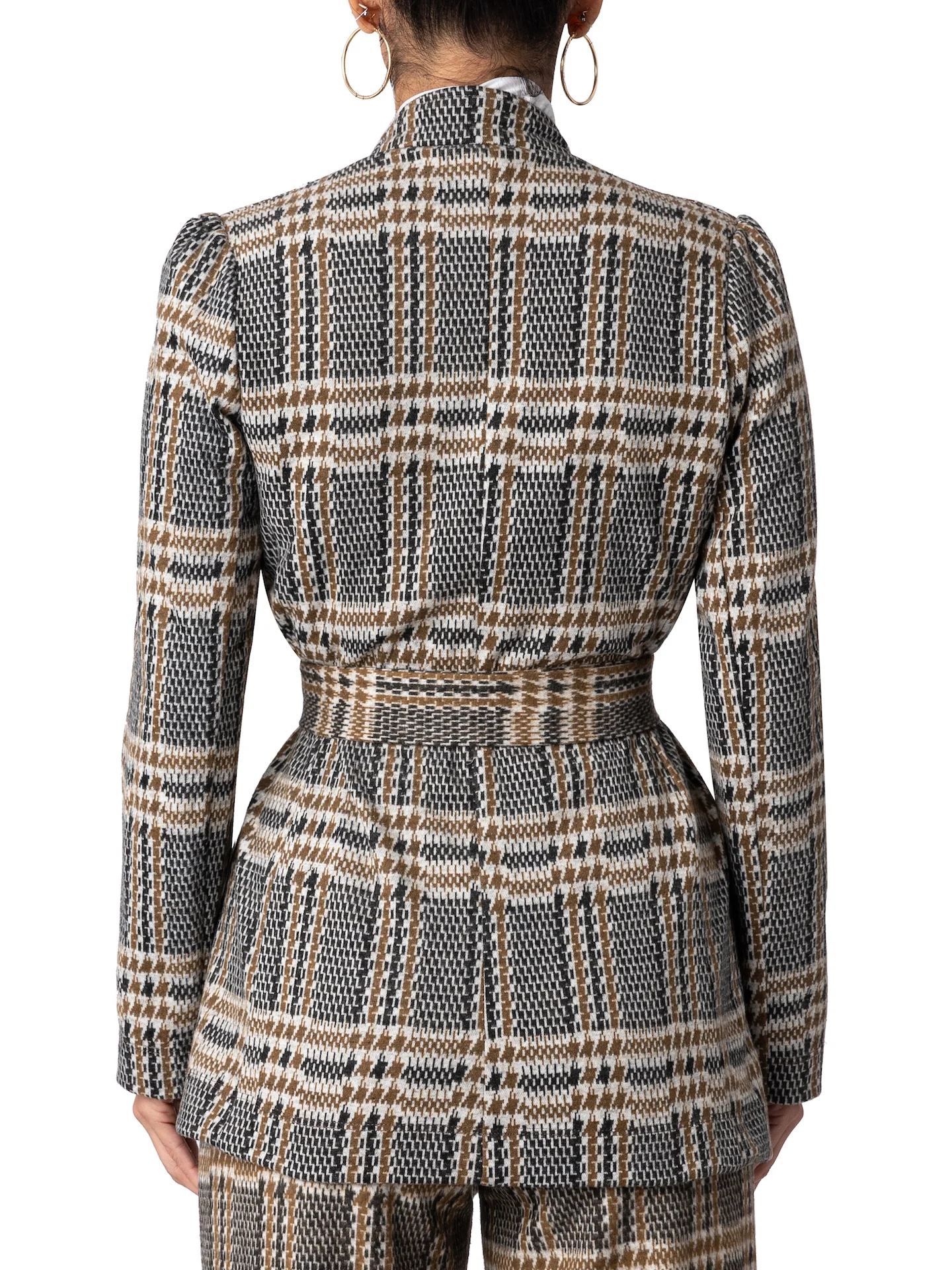 “Oxford” Unlined Brown Brushed Plaid Blazer - Image 9