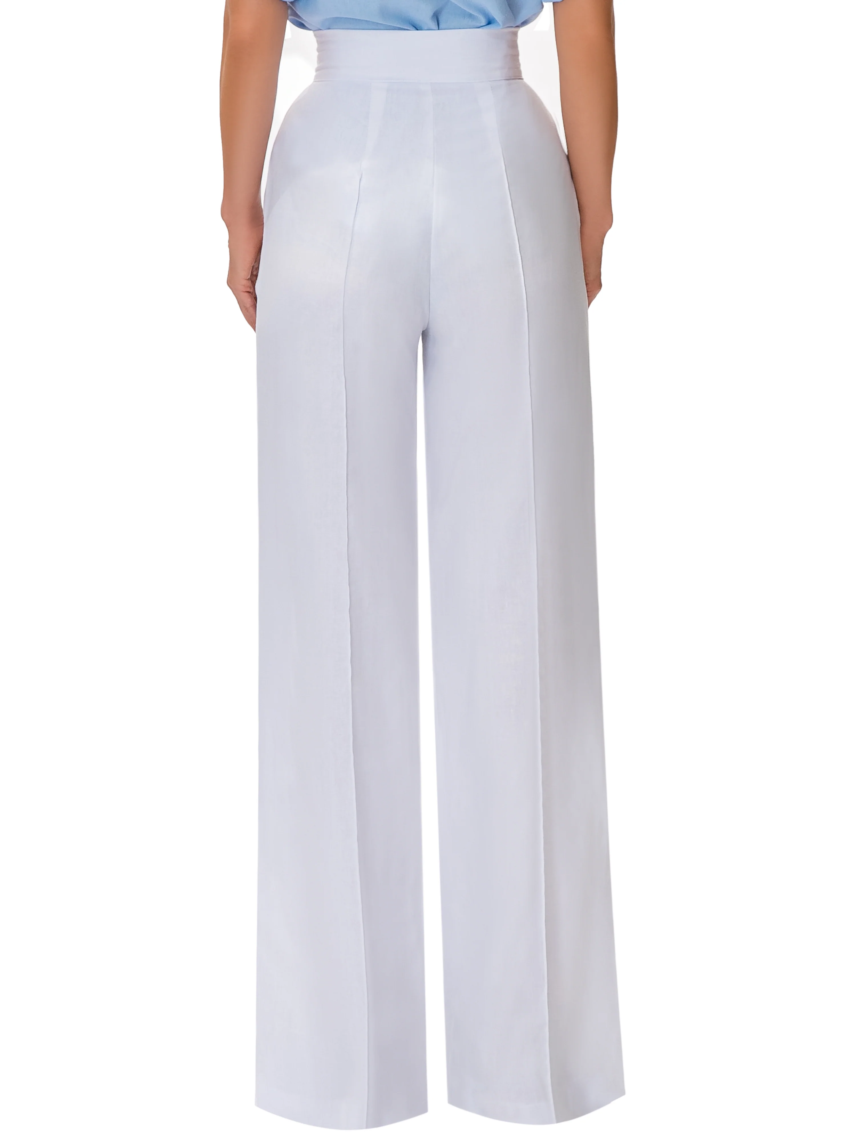 "Palm Springs" White Linen High Waist Pants - Image 6