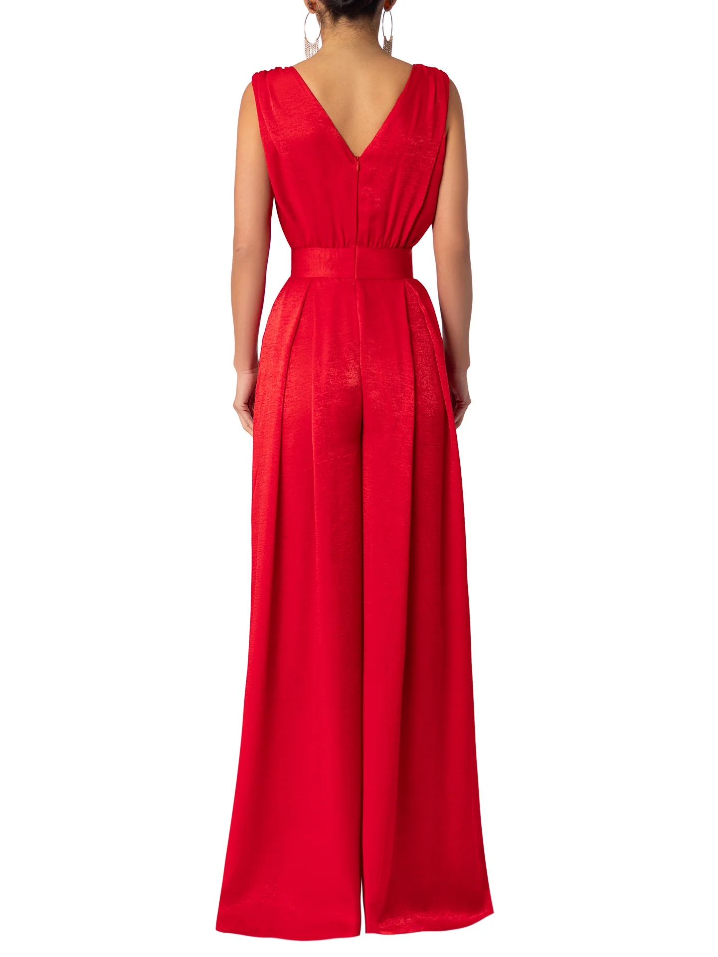 “Paola” Red Ruched Jumpsuit - Image 6