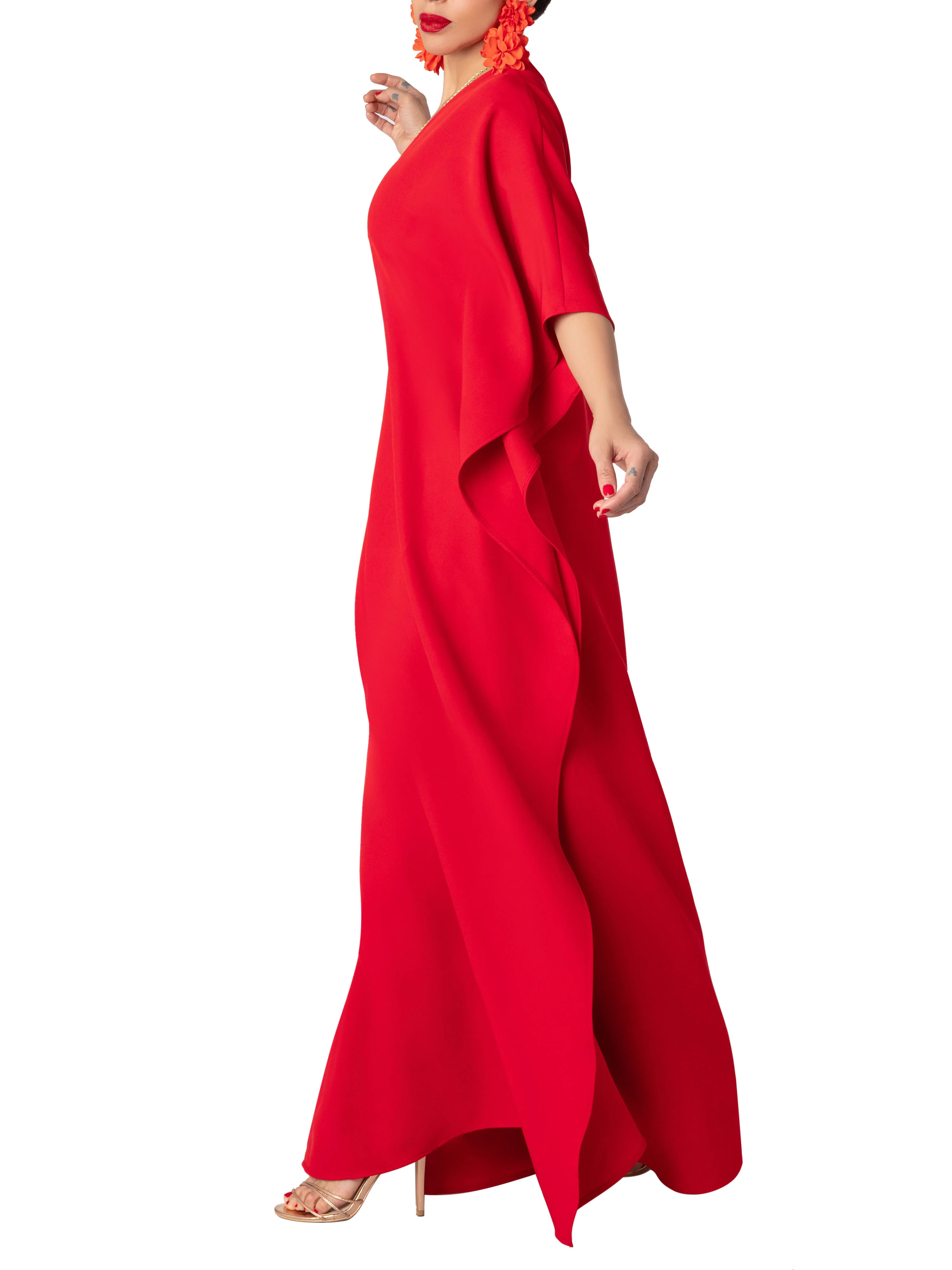 "Passion" Red Maxi Kaftan Dress - Image 3