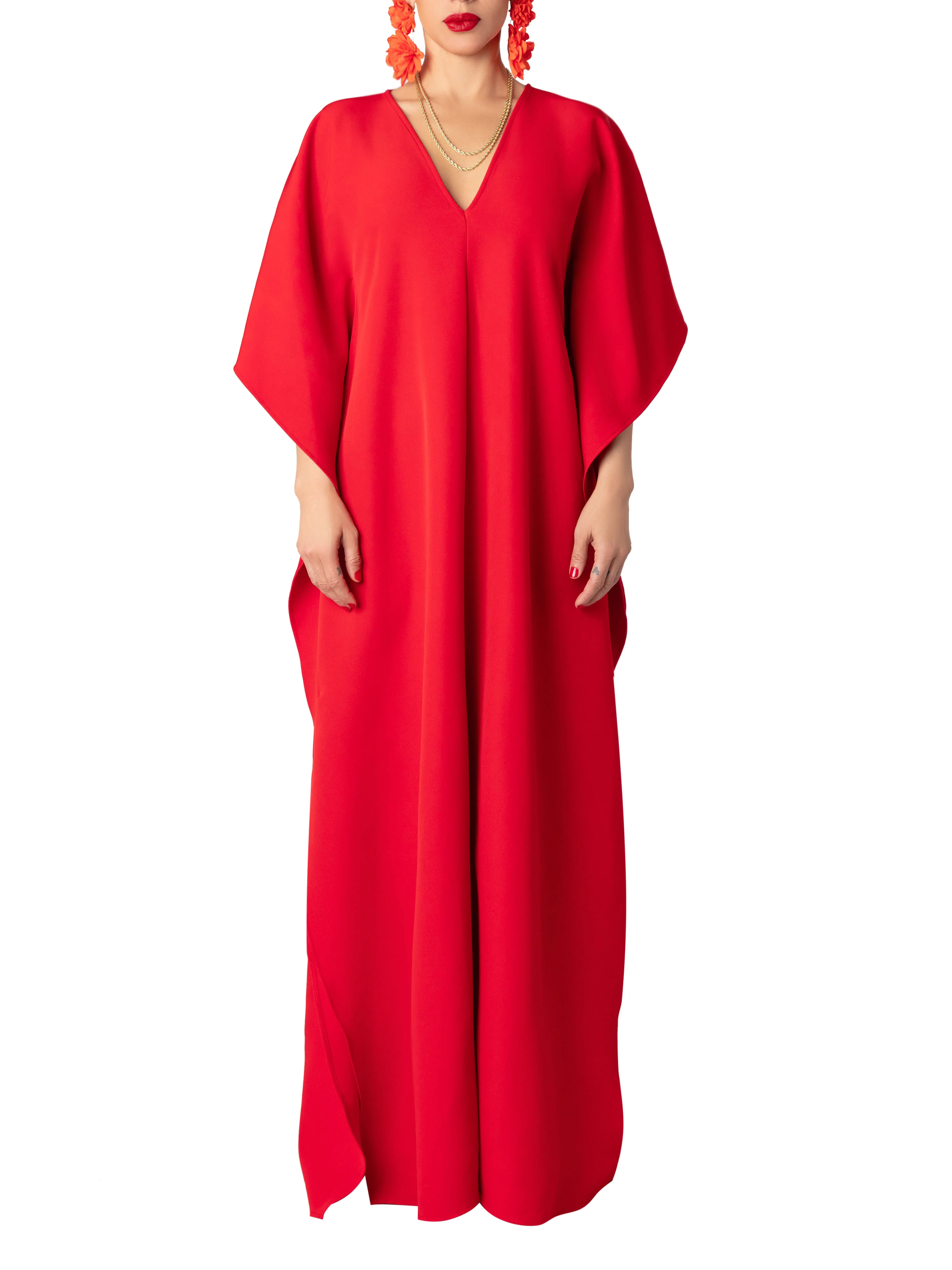 "Passion" Red Maxi Kaftan Dress - Image 4