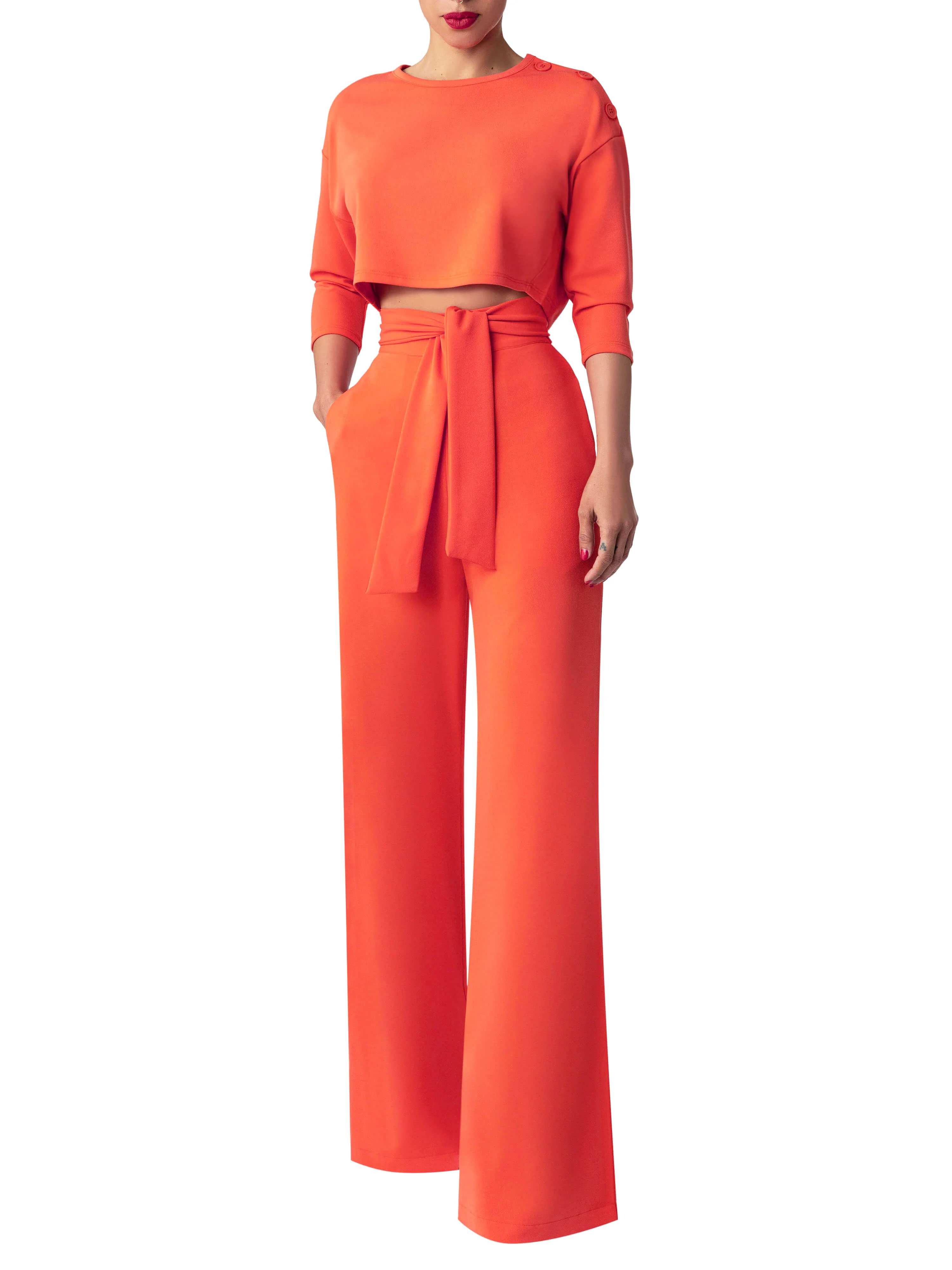 "Paulina" Orange Belted Pants - Image 3