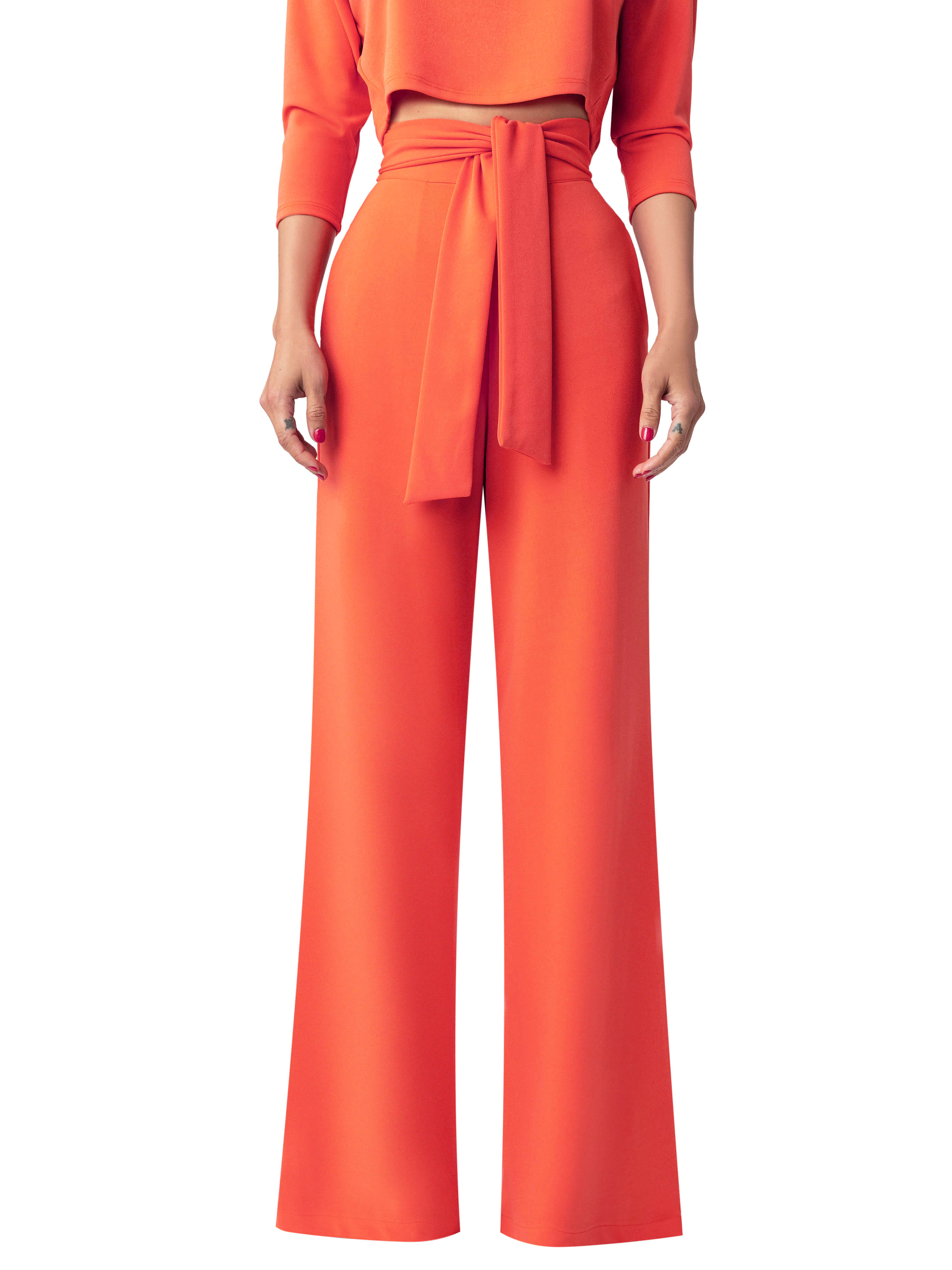"Paulina" Orange Belted Pants - Image 4