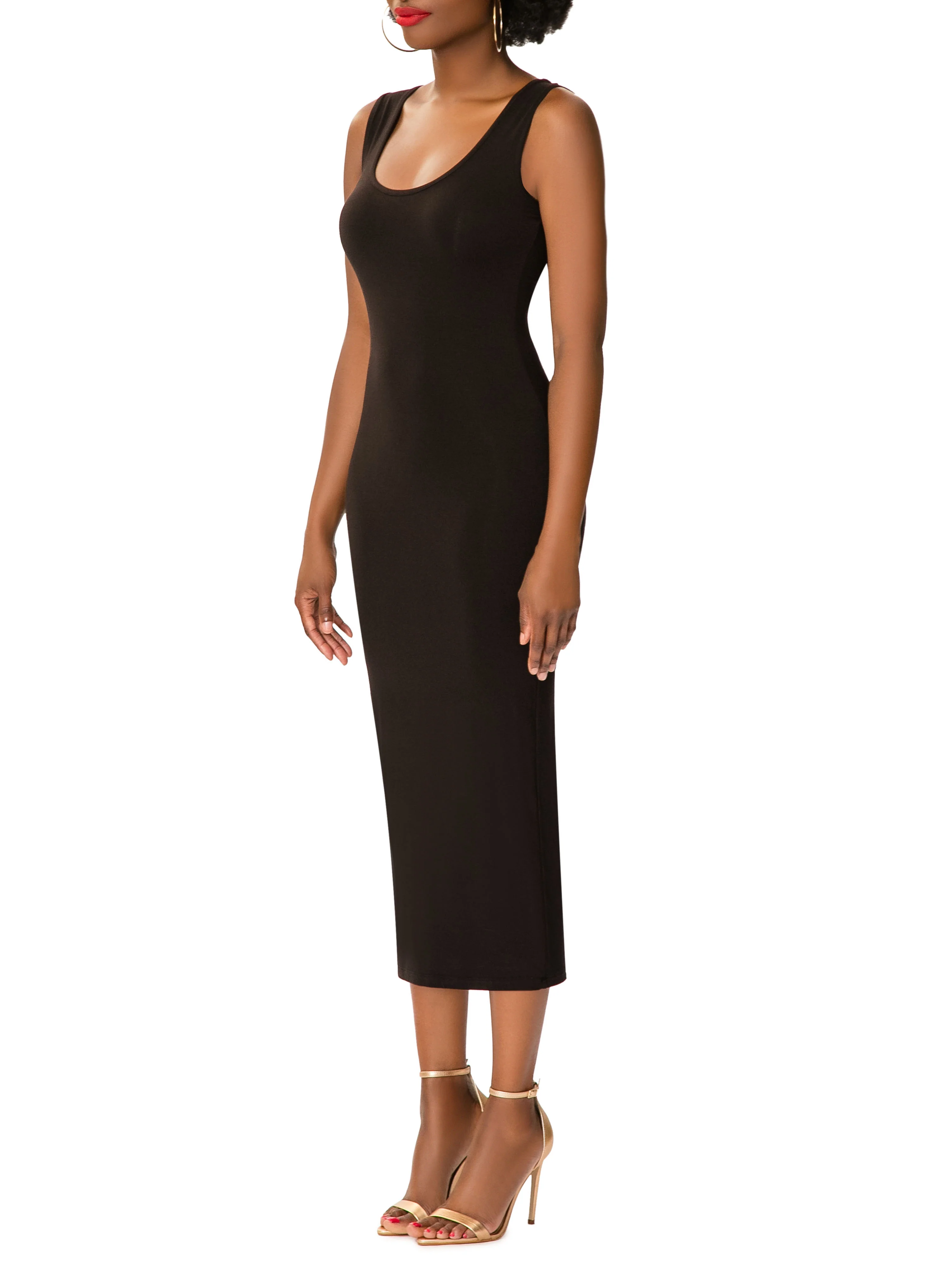 "Pearl" Black Jersey Tank Dress - Image 5