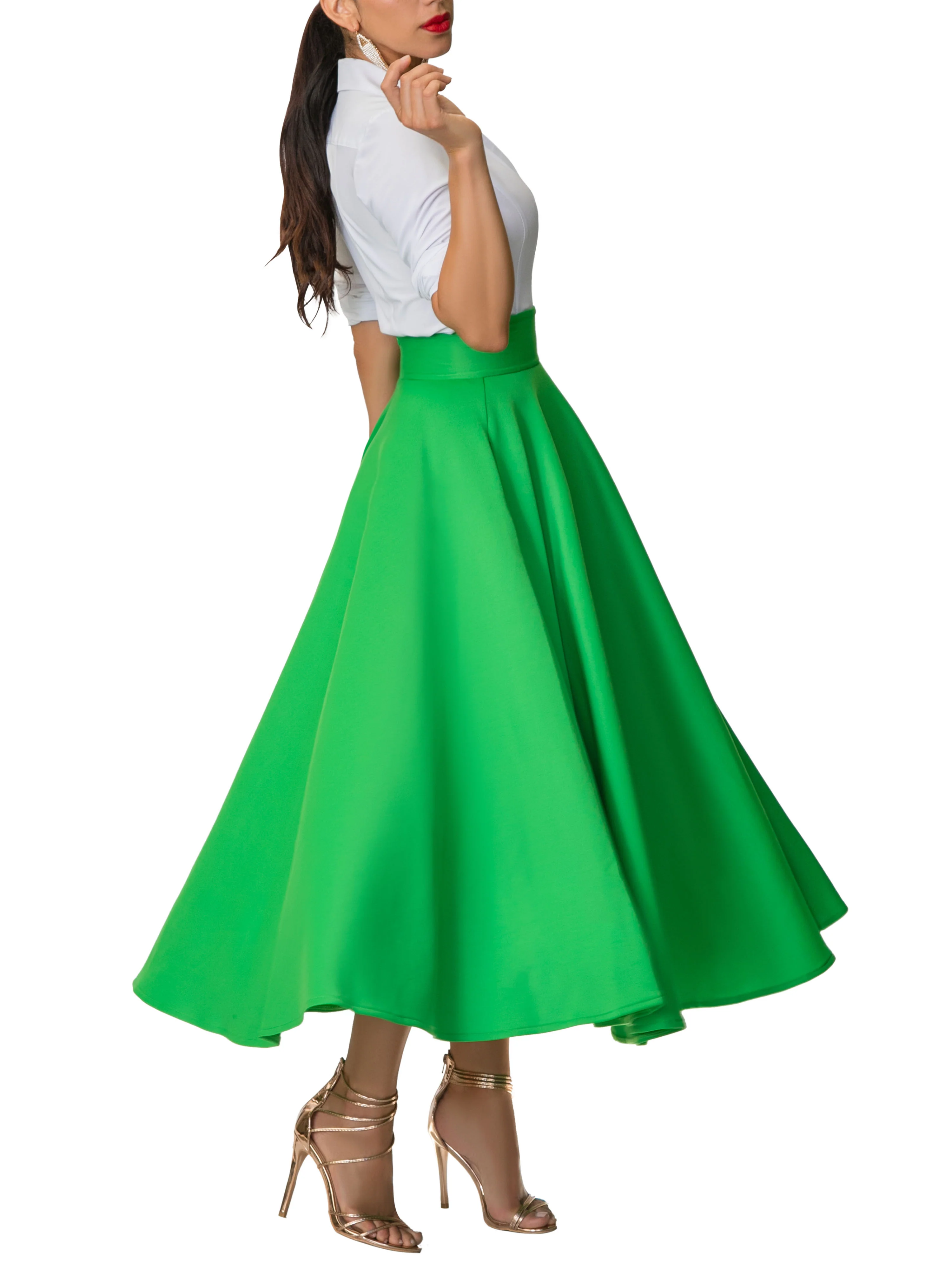 "Pebbles" Green Midi Skirt - Image 3