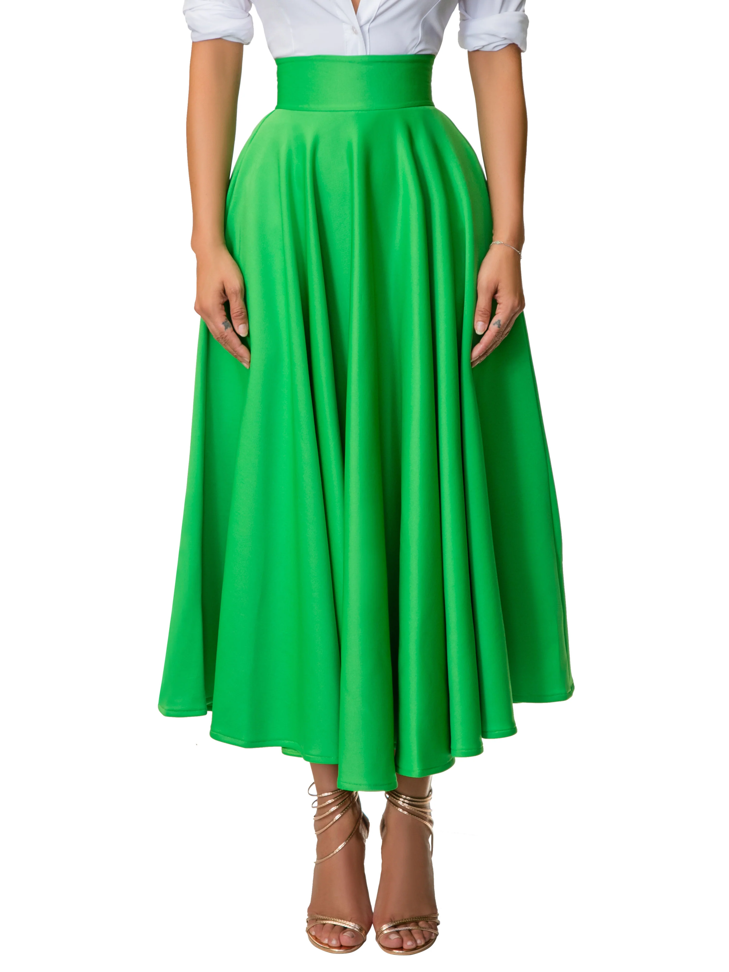 "Pebbles" Green Midi Skirt - Image 4