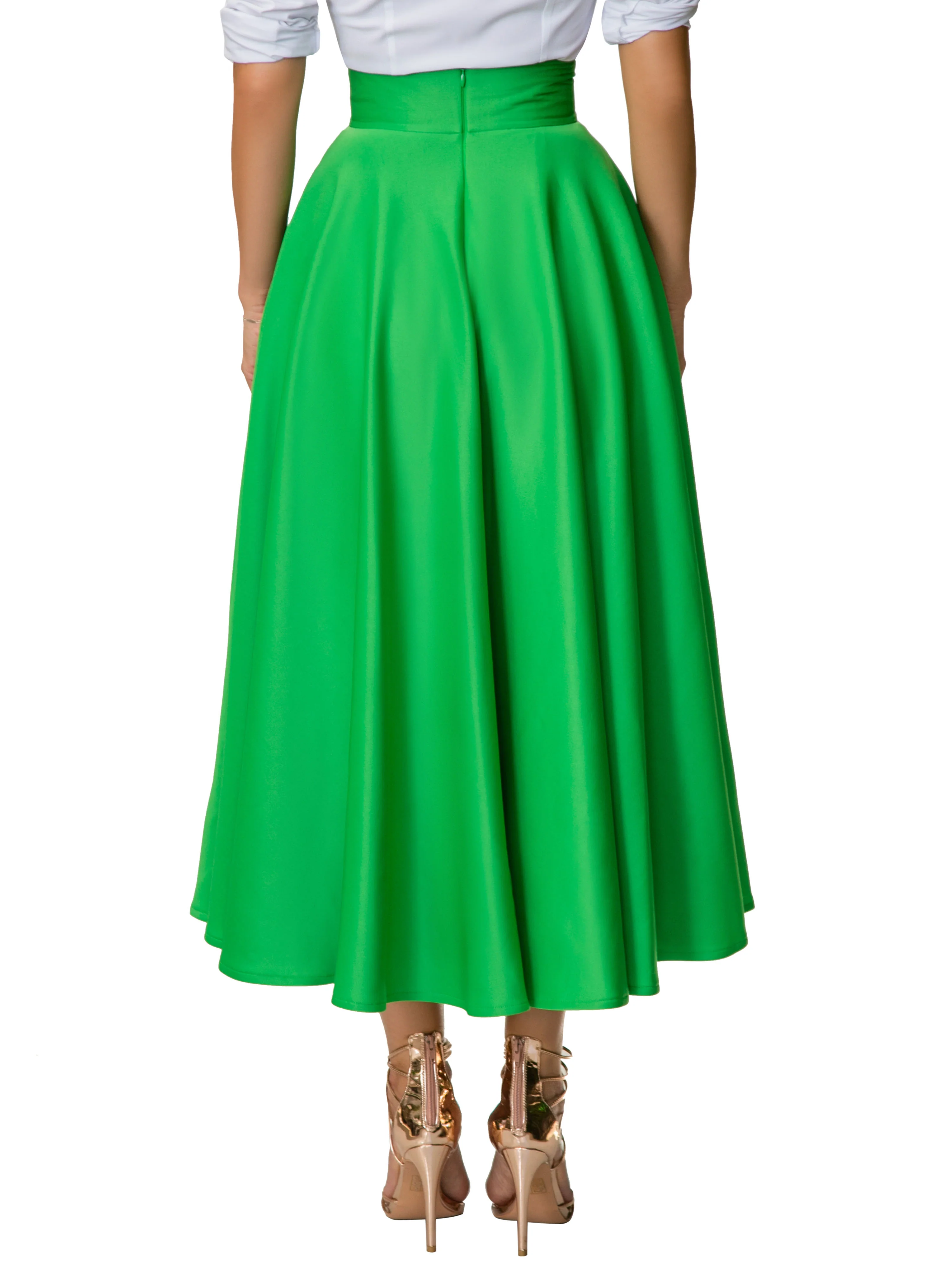 "Pebbles" Green Midi Skirt - Image 6