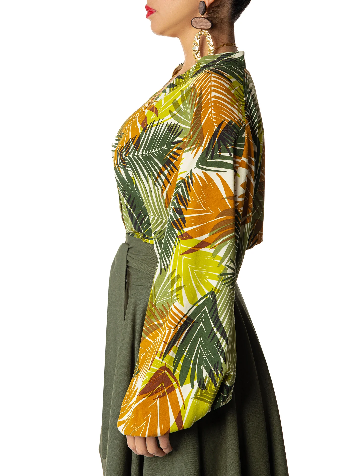 "Pine" Print Bell Sleeve Bodysuit - Image 4