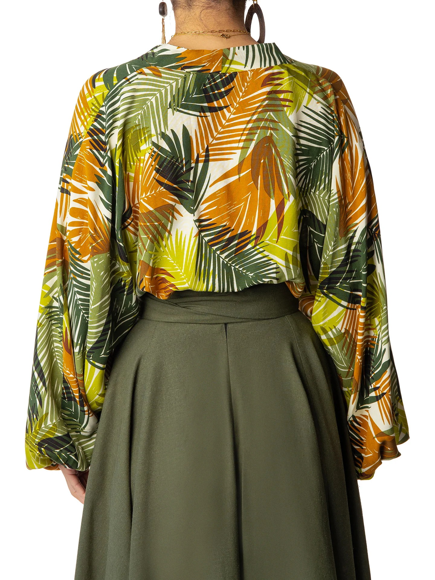 "Pine" Print Bell Sleeve Bodysuit - Image 5