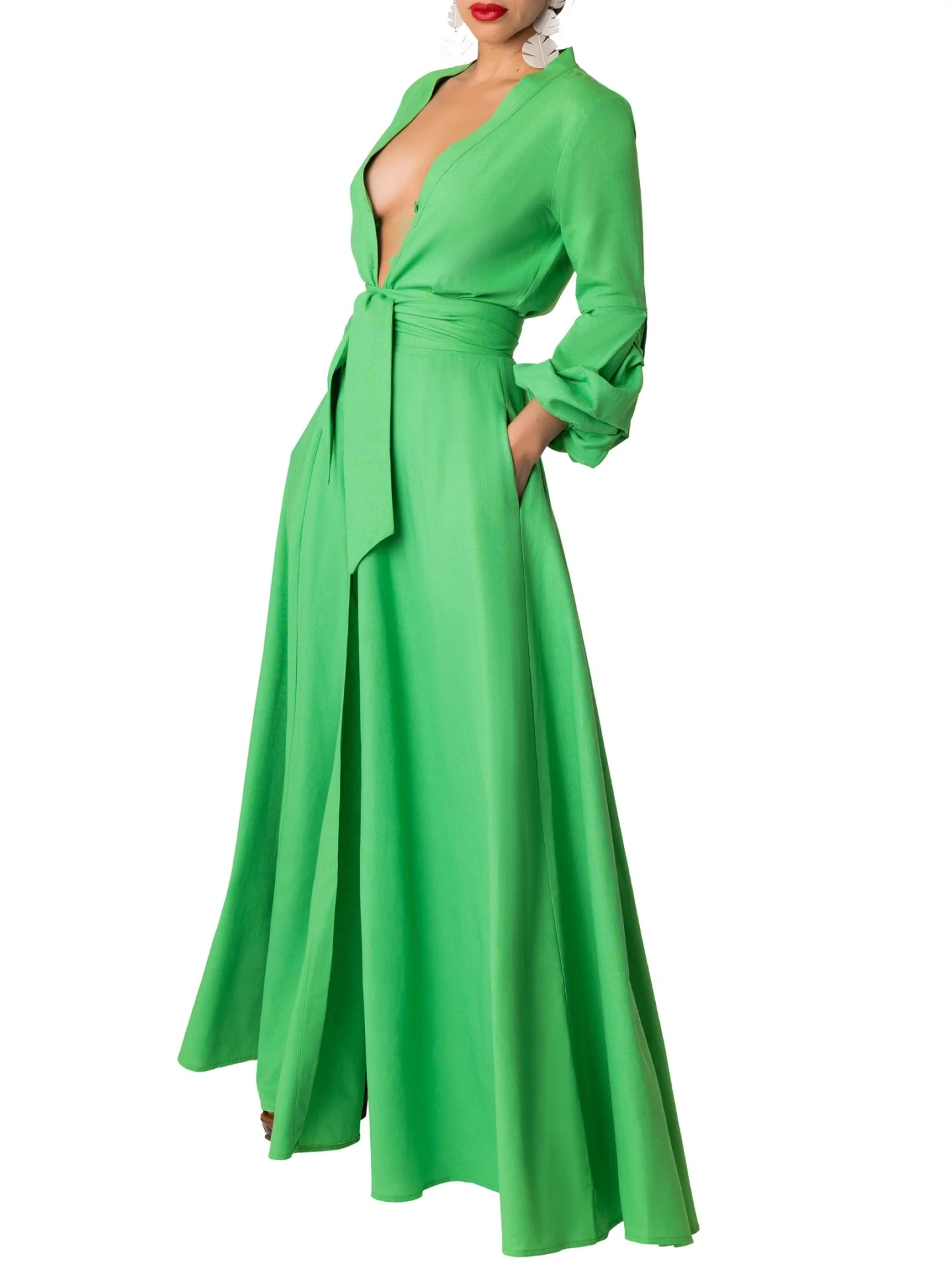 "Positano" Green Maxi Dress - Image 5