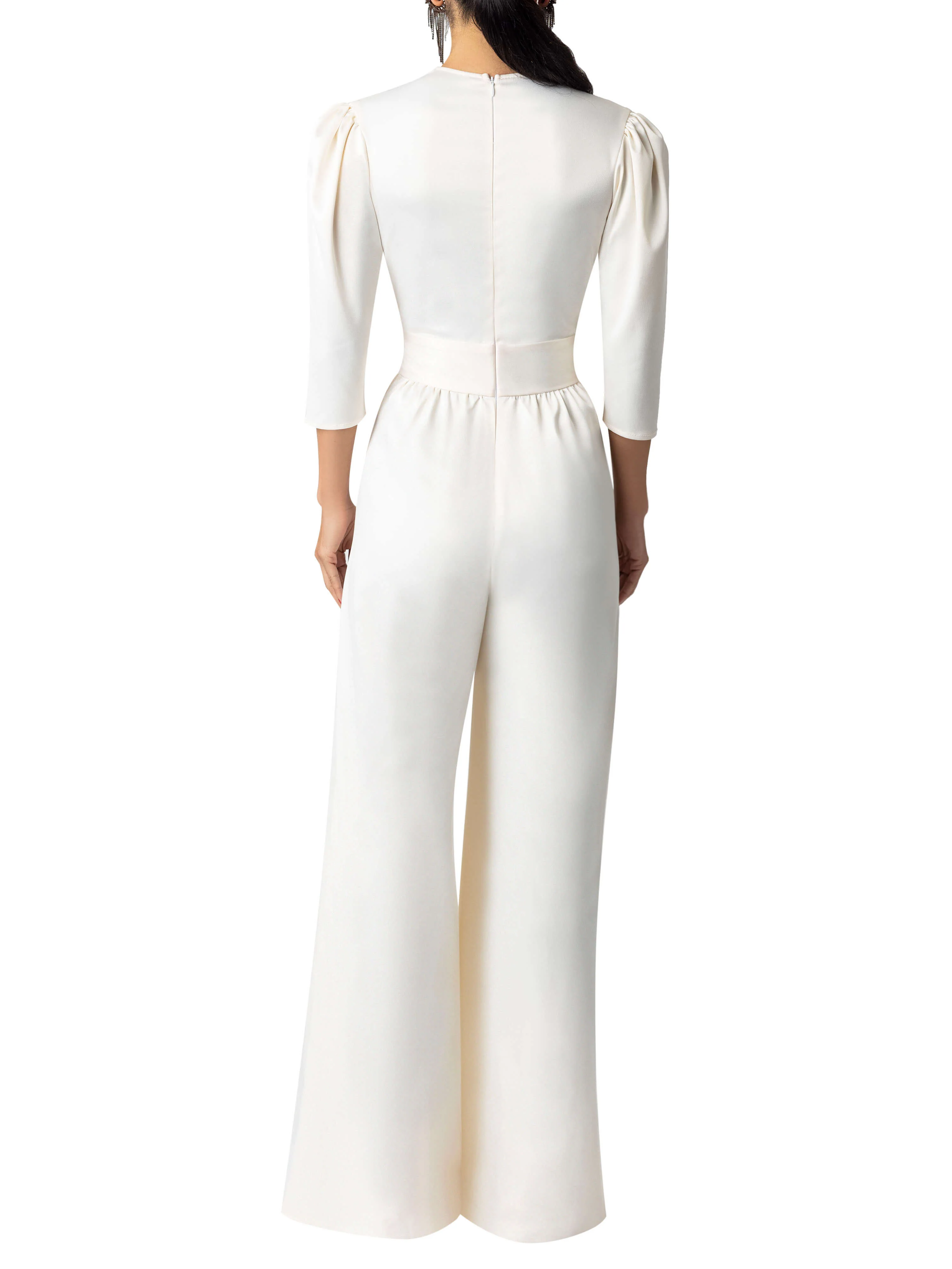 "Priscilla" Ivory V-Neck Jumpsuit - Image 5