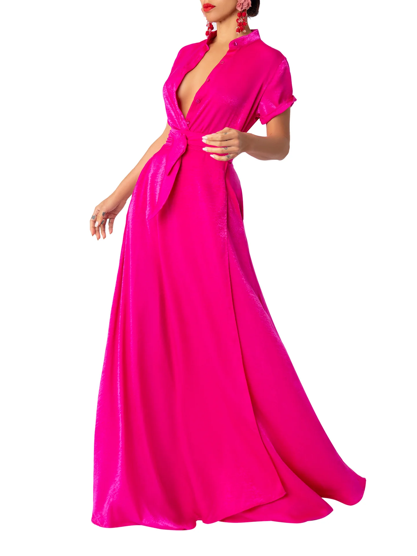 “Rosario” Magenta Wrap Skirt - Image 3