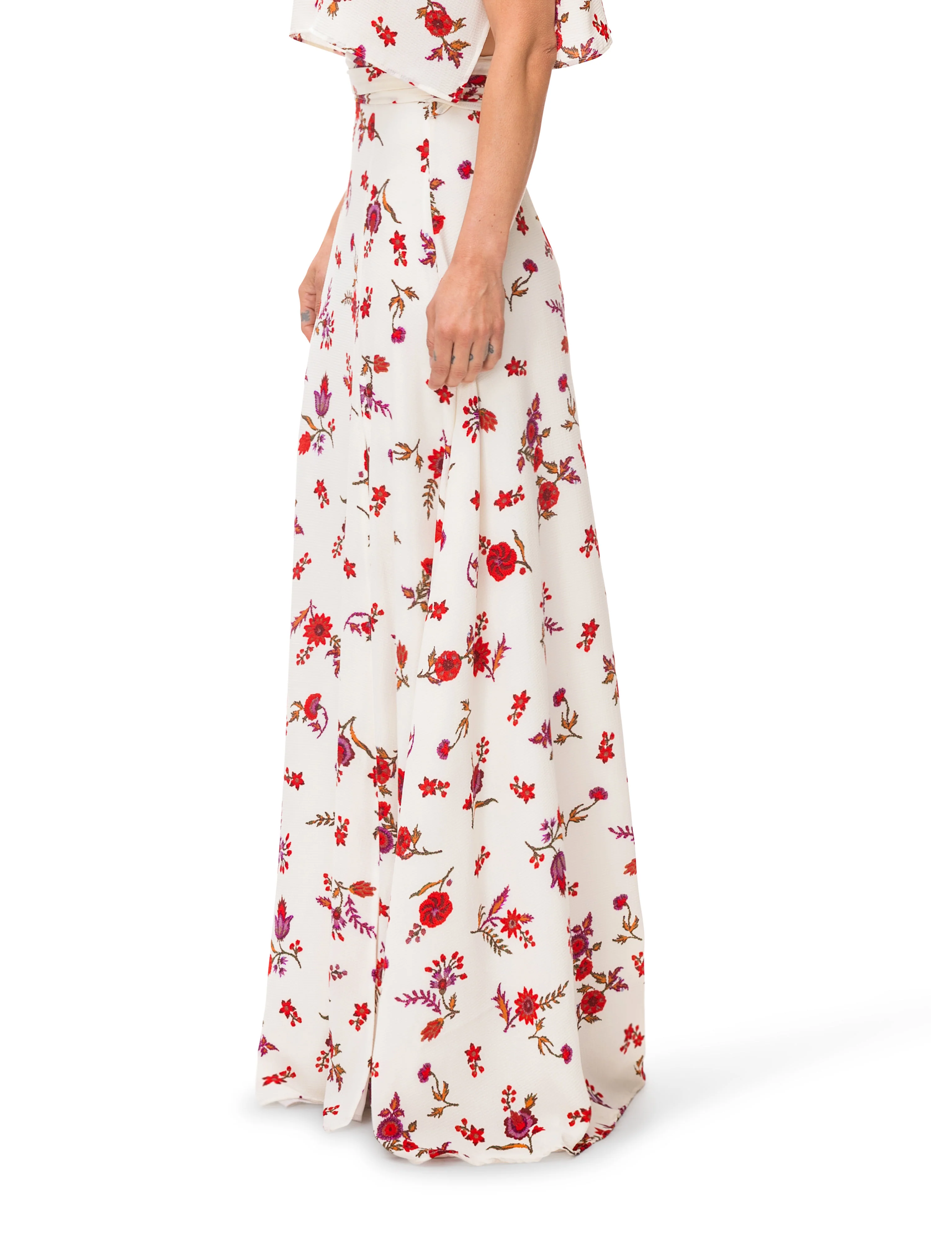 "Rose" Floral Maxi Skirt w/Front Slit - Image 4